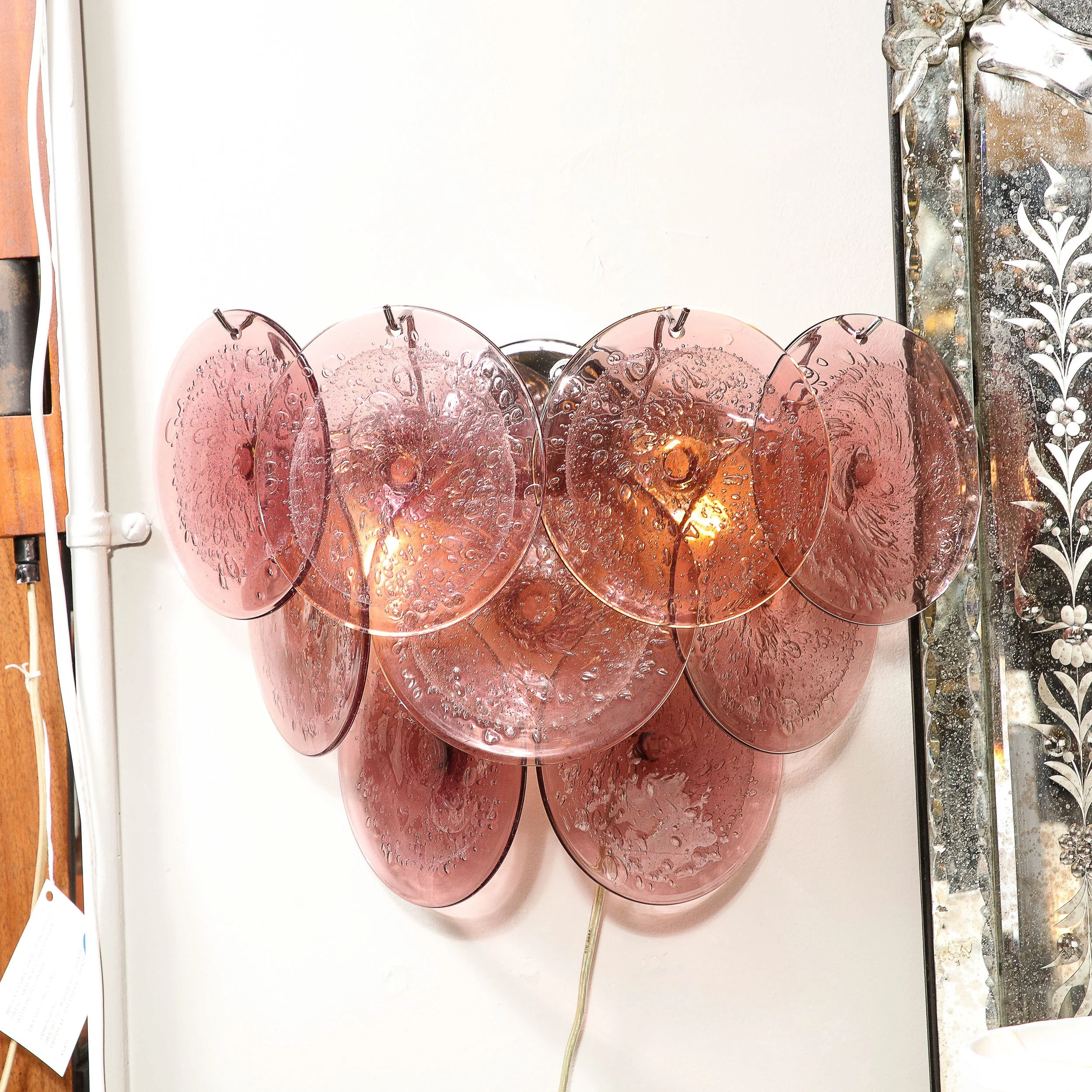 Pair of Modernist 9-Disk Sconces in Handblown Murano Smoked Amythyst Glass - High Style Deco 9.jpg