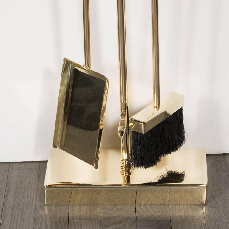 Custom Modernist Three-Piece Brass Fire Tools Set - High Style Deco 2.jpeg