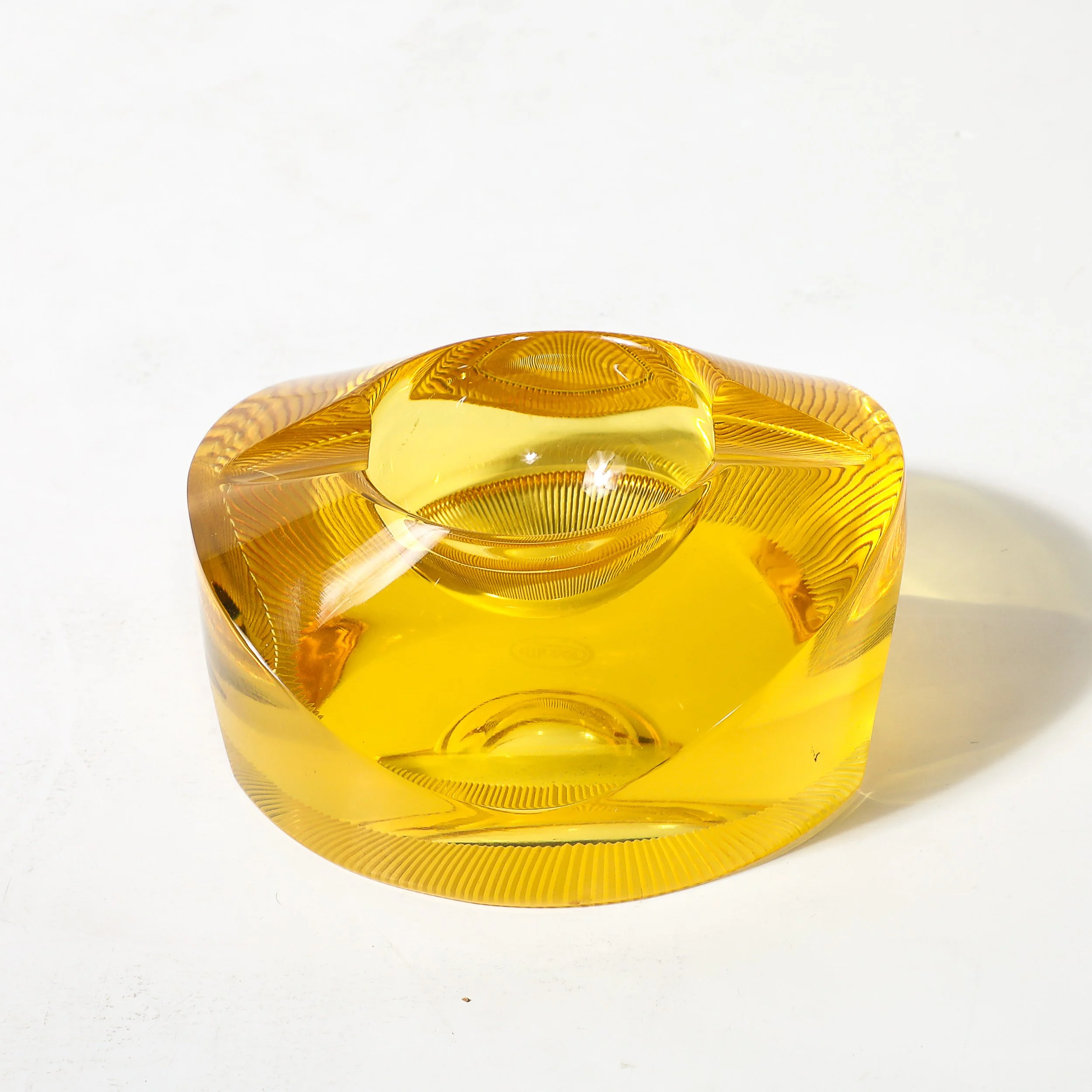 Mid-Century Modernist Citrine Crystal Ashtray signed Moser - High Style Deco 4.jpg