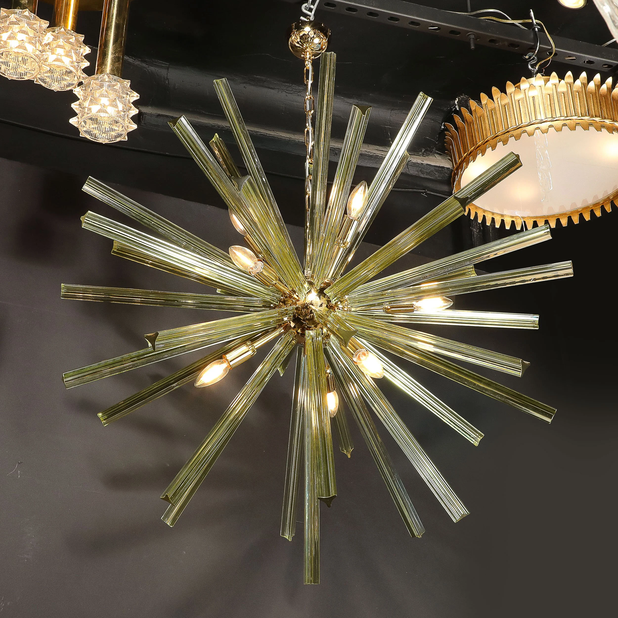 Modernist Hand-Blown Murano Smoked Peridot Camer Glass Sputnik Chandelier - High Style Deco 11.jpg