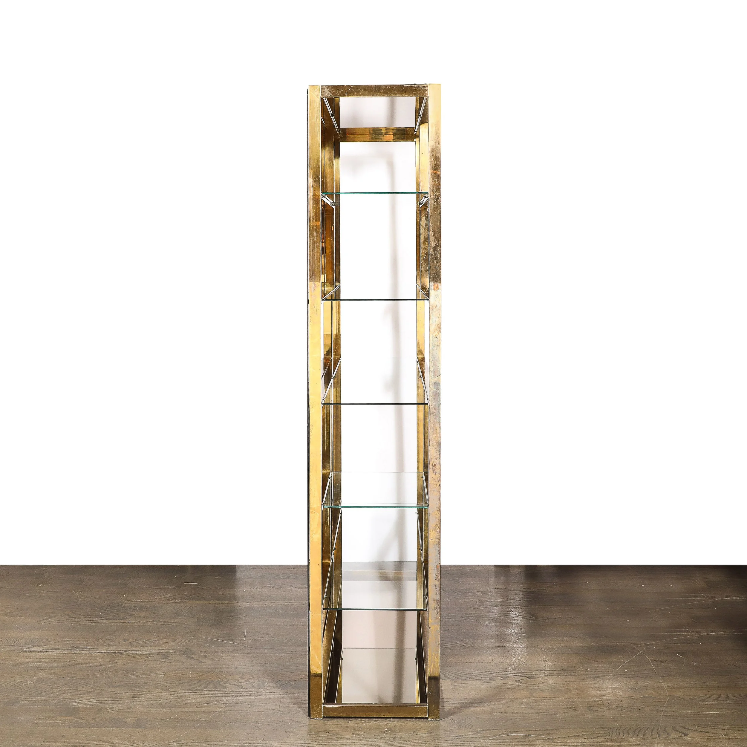 Mid-Century Modernist Brass, Glass and Bronzed Mirror Étagère by Milo Baughman - High Style Deco 11.jpg