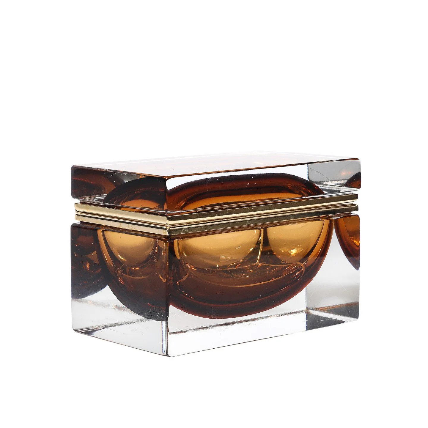 Modernist Hand-Blown Murano Glass Box in Tobacco W/ Polished Brass Fittings

Italy, 21st Century

Dimensions: 

Height: 5 in (12.7 cm) x Width: 7 in (17.78 cm) x Depth: 4.5 in (11.43 cm)
.
.
.
.
.
#antiquefurniture
#vintagefurniture
#antiques
#furnit