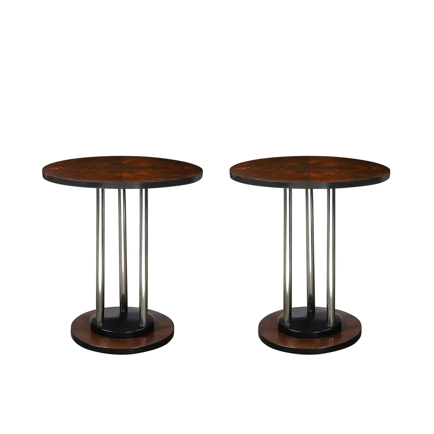 Art Deco Machine Age Side Tables in Book-Matched Walnut By Donald Deskey

American, Circa 1935

Dimensions: 

Height: 24.5 in (62.23 cm) x Diameter: 21.75 in (55.25 cm)

Creator: Donald Deskey (Maker)
.
.
.
.
.
#donalddeskey 
#artdeco 
#luxurydeco 
#