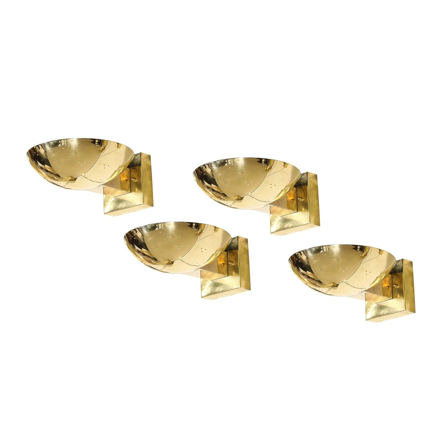 Set of Four Mid-Century Modernist Polished Brass Sconces by Paavo Tynell

Finland, Circa 1950

Dimensions: 

Height: 4.5 in (11.43 cm) x Width: 8.5 in (21.59 cm) x Depth: 10.5 in (26.67 cm)

Maker: Paavo Tynell
.
.
.
.
#paavotynell 
#vintagelighting 