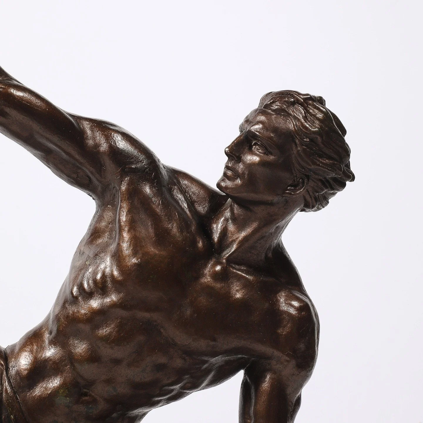 Art Deco Bronze Statue of a Man "Le Bendeur" by Jean de Roncourt

France, Circa 1930

Dimensions:

Height: 22 in (55.88 cm) x Width: 28 in (71.12 cm) x Depth: 7 in (17.78 cm)

Creator: Jean de Roncourt (Maker)
.
.
.
.
.
#artdecosculpture 
#