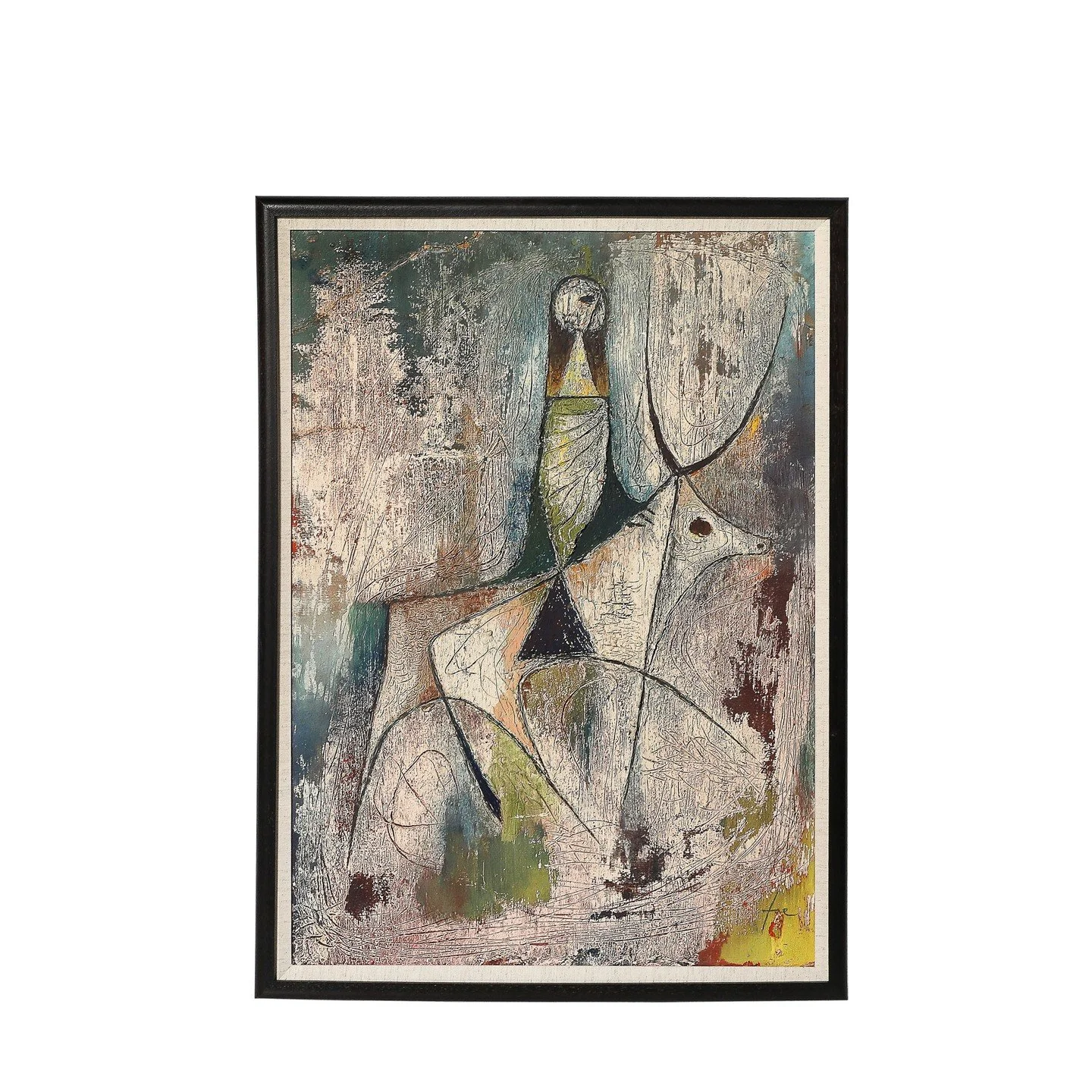 Mid-Century Modernist Abstract Figure Oil on Paper Painting signed Hans Jaenisch

Germany, Circa 1960

Dimensions:

Frame - Height: 29.5" x Width: 22" x Depth: 1.5"

Sheet - Height: 27" x Width: 19.25"
.
.
.
.
.
#vintageart
#