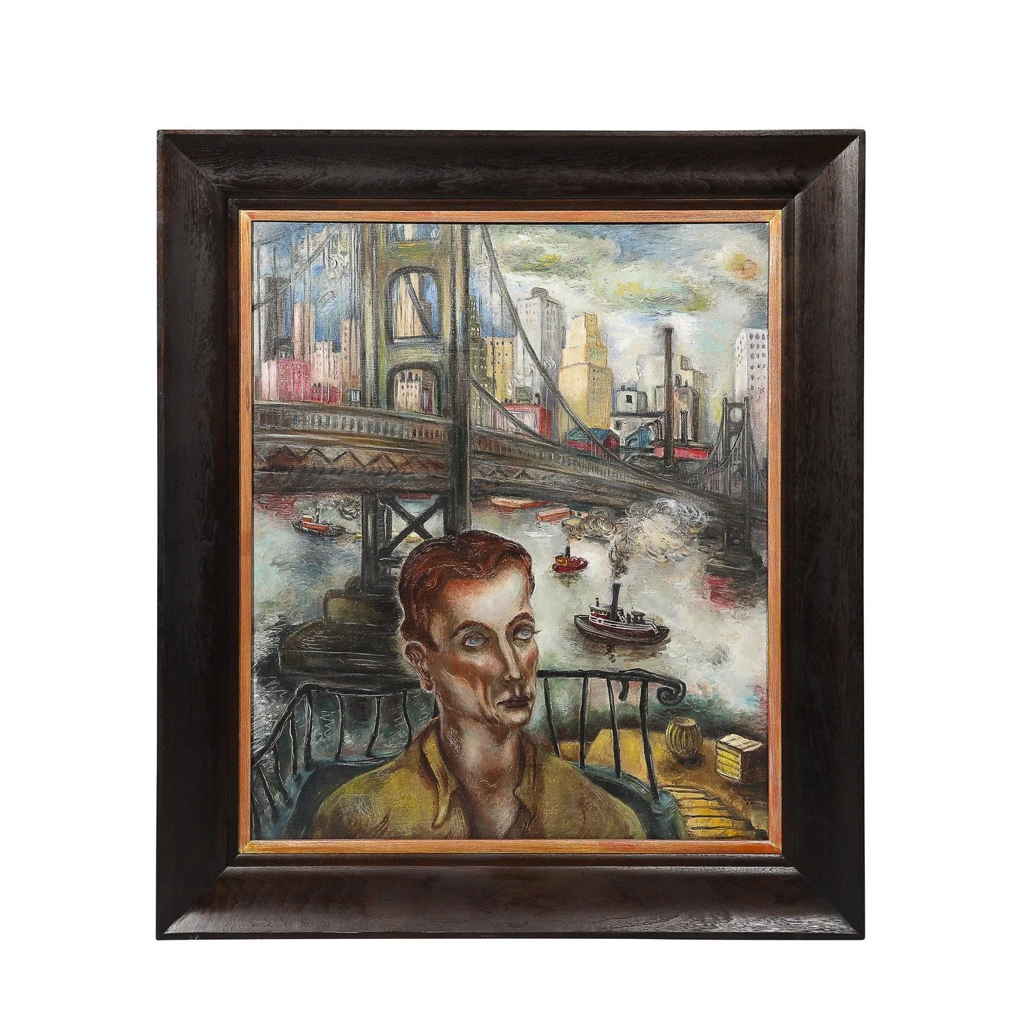 Modernist Oil on Canvas Painting "The Immigrant" signed Hida Coates Altschule

American, Circa 1946

Dimensions:

Frame - Height: 53" x Width: 46" x Depth: 3"

Canvas - Height: 40.75" x Width: 34"
.
.
.
.
.
#vintage