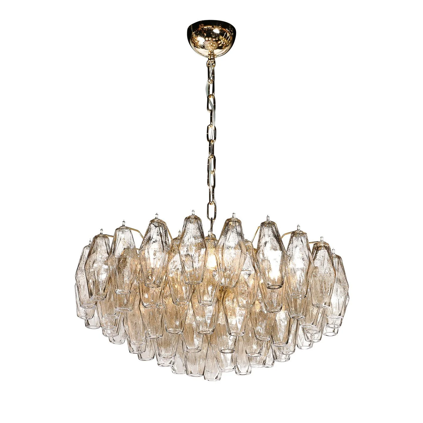 Modernist Hand-Blown Murano Smoked Glass Polyhedral Chandelier in Brass Fittings

Italy, 21st Century

Dimensions: 

Overall Height: 34 in (86.36 cm) x Diameter: 24 in (60.96 cm)

Body Height: 12"
.
.
.
.
.
#muranolighting
#muranochandelier
#lux