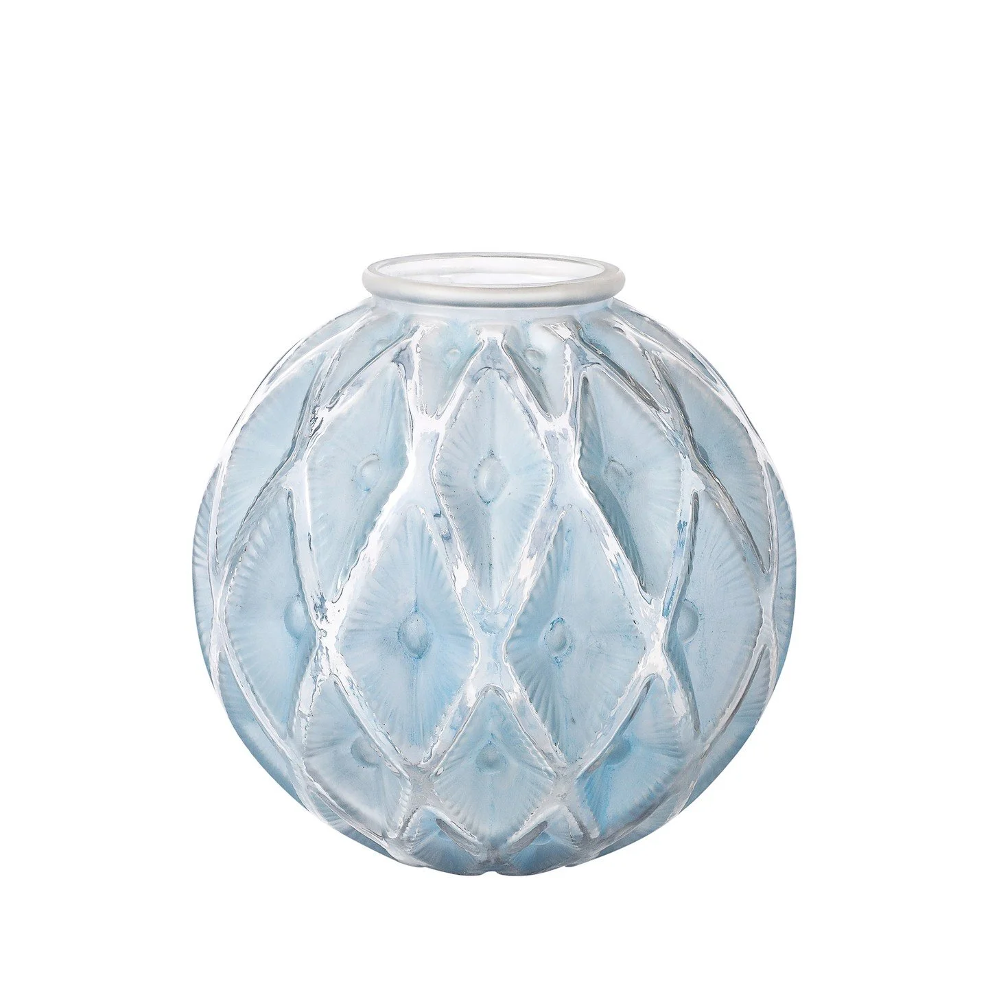Art Deco Smoked Cerulean Hue Frosted and Transparent Glass Vase signed Lalique

France, Circa 1935

Dimensions: 

Height: 14 in (35.56 cm) x Diameter: 13.5 in (34.29 cm)
.
.
.
.
.
#laliquevase
#vintagevase
#artdecovase
#interiordesigners
#interiordec