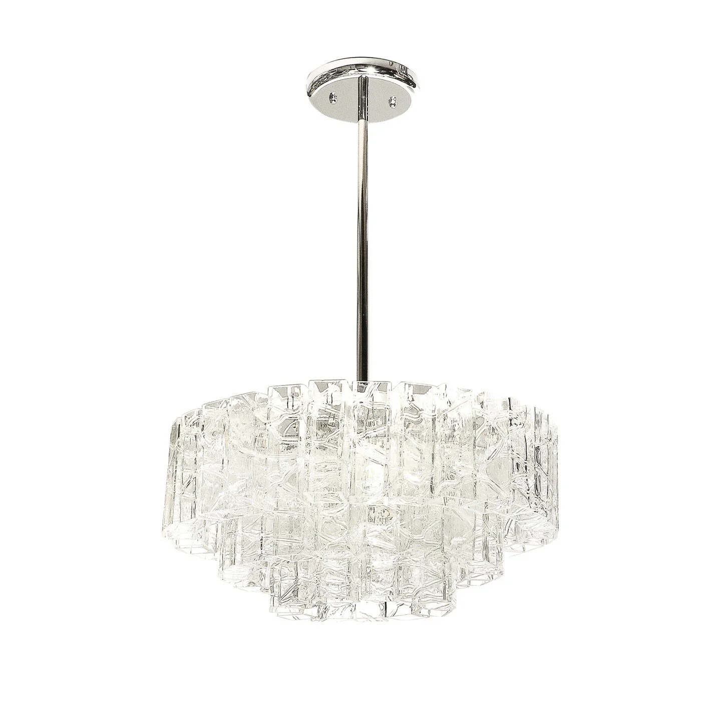 Mid-Century 3-Tier Textural Prism Murano Glass Pendant by Fratelli Toso Vetreria

Italy, Circa 1970

Dimensions: 

Height: 24 in (60.96 cm) - Body Height: 8" x Diameter: 17 in (43.18 cm) 
.
.
.
.
#midcenturylighting
#midcentury
#interiordesigner