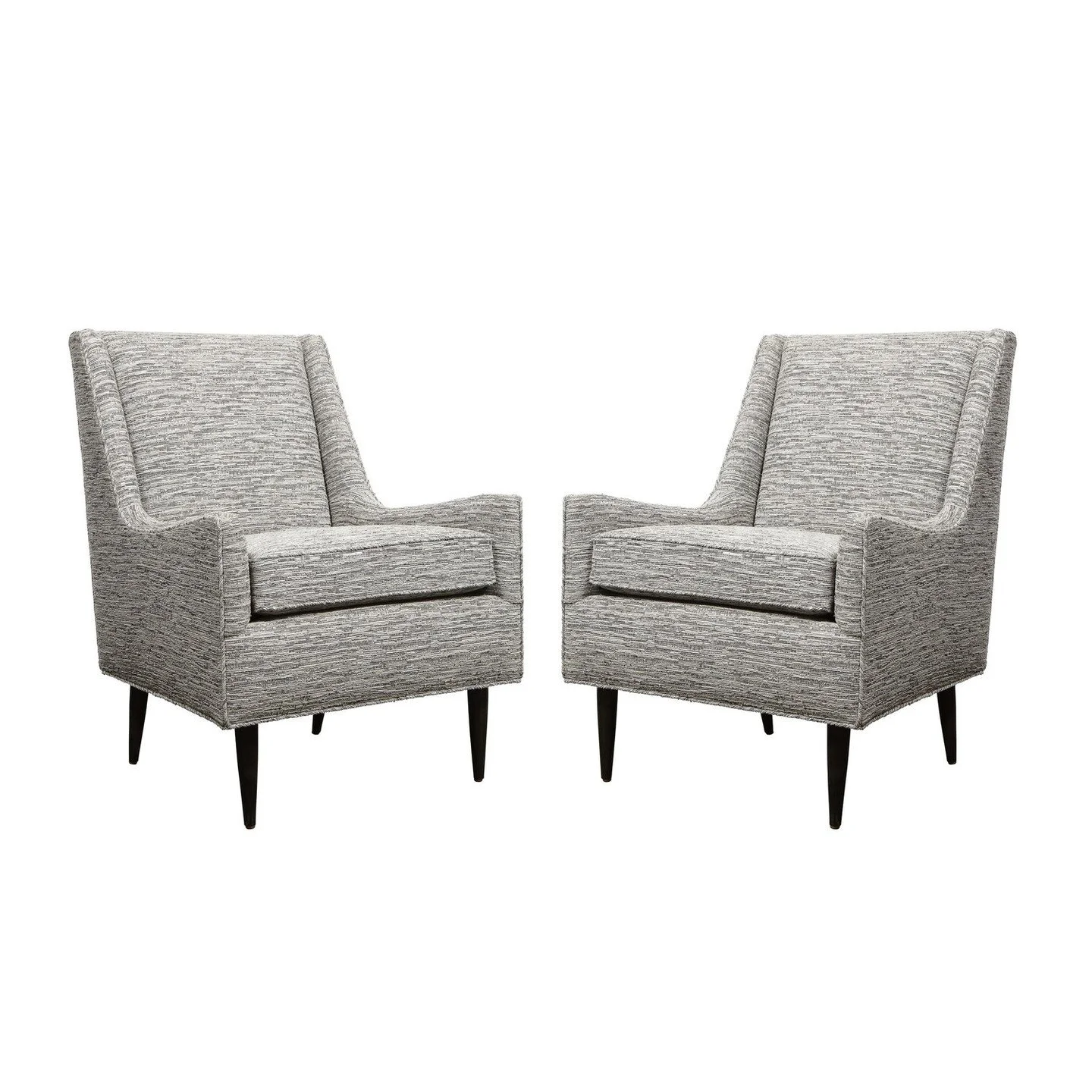 Pair of Mid Century Modern Ebonized Walnut Lounge Chairs in Holly Hunt Fabric

Dimensions:

Height: 36 in. (91.44 cm) x Width : 26.5 in. (67.31 cm) x Depth: 30 in. (76.2)

Seat Height: 21 in. (53.34 cm)
.
.
.
.
.
#midcenturychairs
#midcentury
#interi