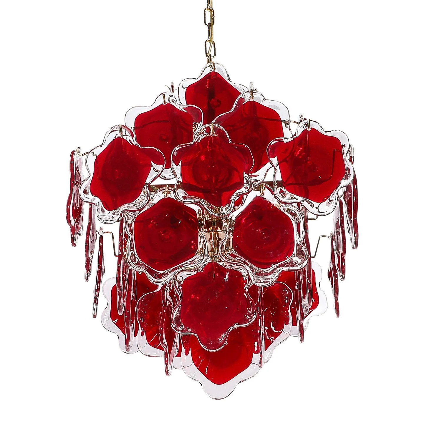 Modernist Hand-Blown Ruby Murano Glass Pagoda Form Organic Disc Chandelier

Italy, Circa 1980

Dimensions: 

Overall Height: 43 in (109.22 cm) x Width: 18 in (45.72 cm) x Depth: 18 in (45.72 cm)

Body Height: 23"
.
.
.
.
.
#muranoglass
#midcentu