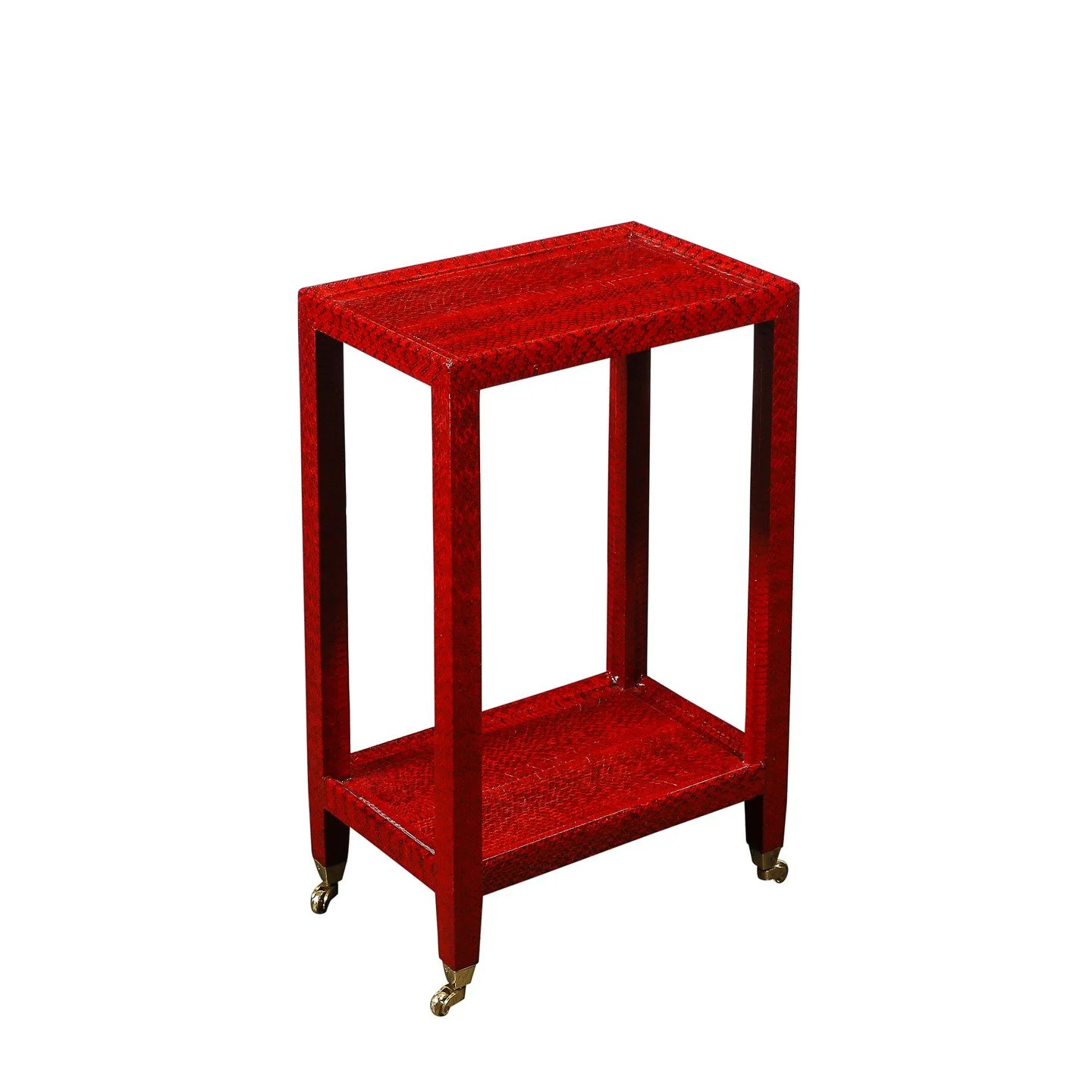 Mid-Century Side Table in Smoked Ruby Cobra with Brass Castors by Karl Springer

American, Circa 1980

Dimensions: 

Height: 23.25 in (59.06 cm) x Width: 14.5 in (36.83 cm) x Depth: 9.5 in (24.13 cm)

Creator: Karl Springer (Maker)
.
.
.
.
.
#cobrasi