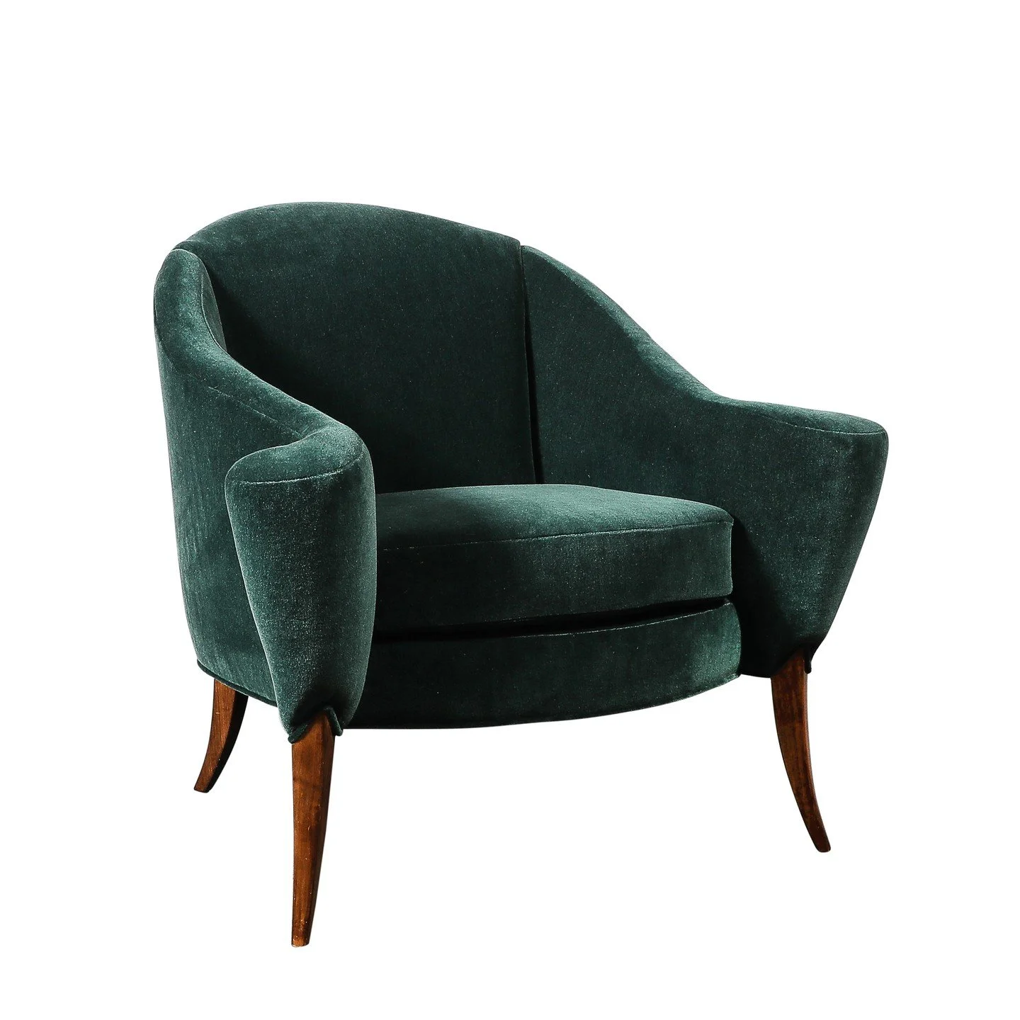 Art Deco Scroll Form Lounge Chair W/ Walnut Supports in Viridian Velvet Mohair

American, Circa 1940

Dimensions: 

Height: 32.5 in (82.55 cm) x Width: 36 in (91.44 cm) x Depth: 32 in (81.28 cm)

Seat Height: 19 in (48.26 cm)
.
.
.
.
.
#artdecochair

