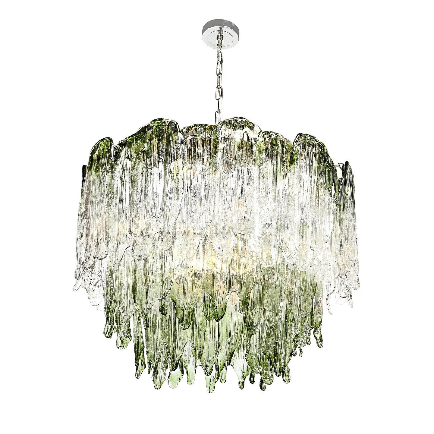 Mid-Century 3-Tier Hand-Blown Murano Green Glass Fiamme Chandelier by Mazzega

Italy, Circa 1960

Dimensions: 

Overall Height: 44 in (111.76 cm) x Diameter: 31 in (78.74 cm)

Body Height: 22"
.
.
.
.
.
#Mazzega
#midcenturylighting
#madeinitaly
