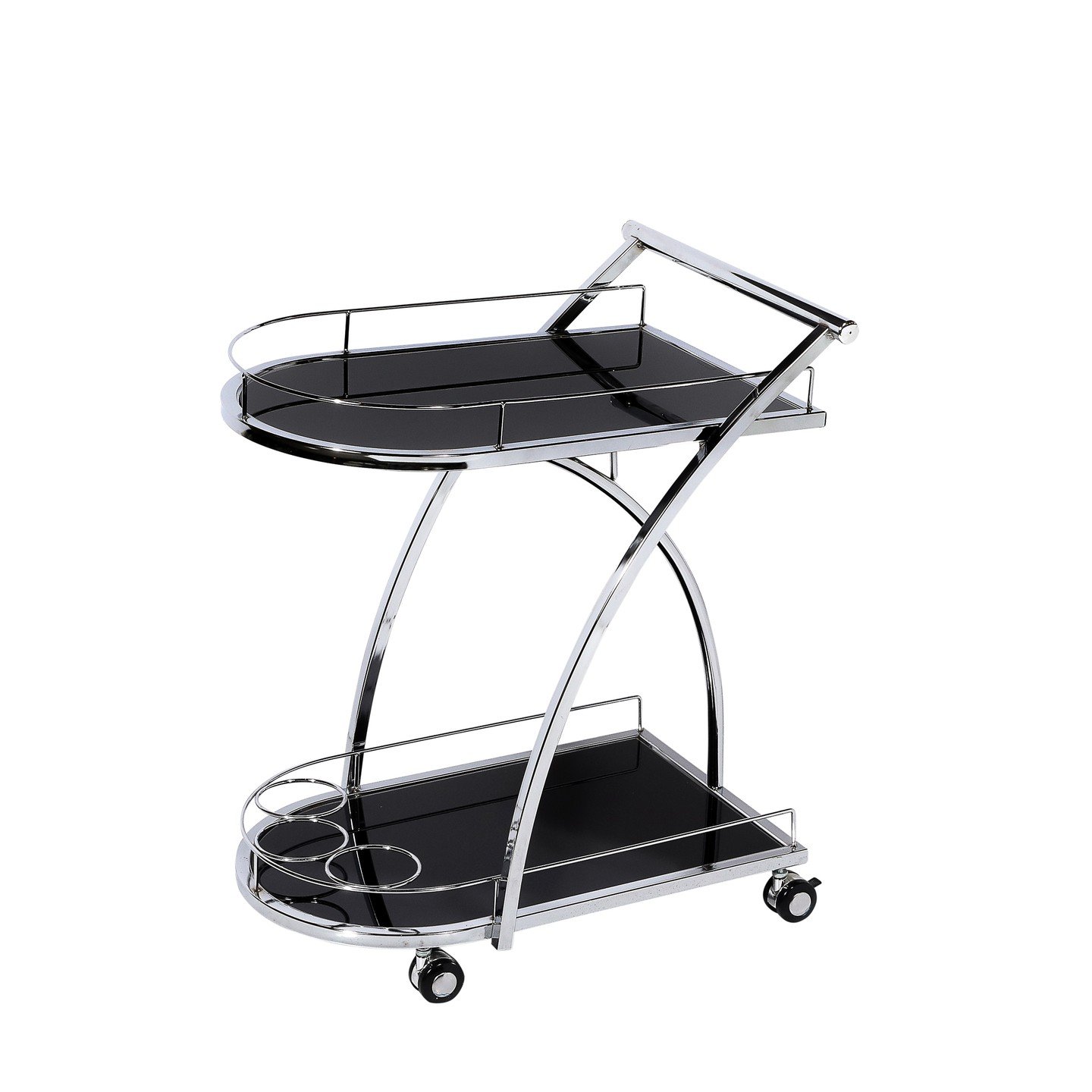 Art Deco Bullet Form Two-Tier Rolling Bar/Serving Cart in Vitrolite &amp; Chrome

American, Circa 1935

Dimensions: 

Height: 28 in (71.12 cm) x Width: 18 in (45.72 cm) x Depth: 24 in (60.96 cm)
.
.
.
.
.
#vintagebarcart
#barcart
#interiordecoration
