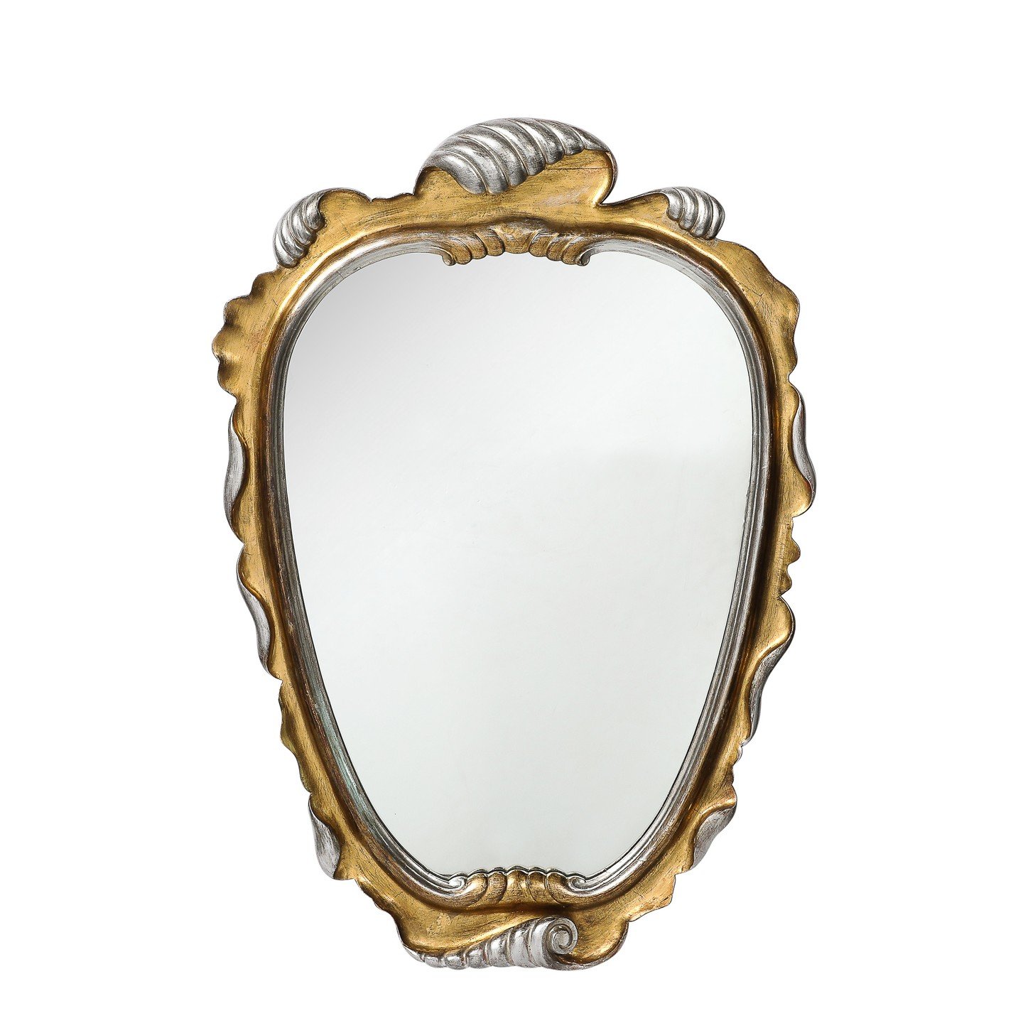 Hollywood Gold and Silver Gilt-Wood Mirror by Dorothy Draper

American, Circa 1945

Dimensions:

Height: 39 in (99.06 cm) x Width: 28 in (71.12 cm) x Depth: 3 in (7.62 cm)

Maker: Dorothy Draper
.
.
.
.
#dorothydraper
#vintagemirror
#interiordesigner