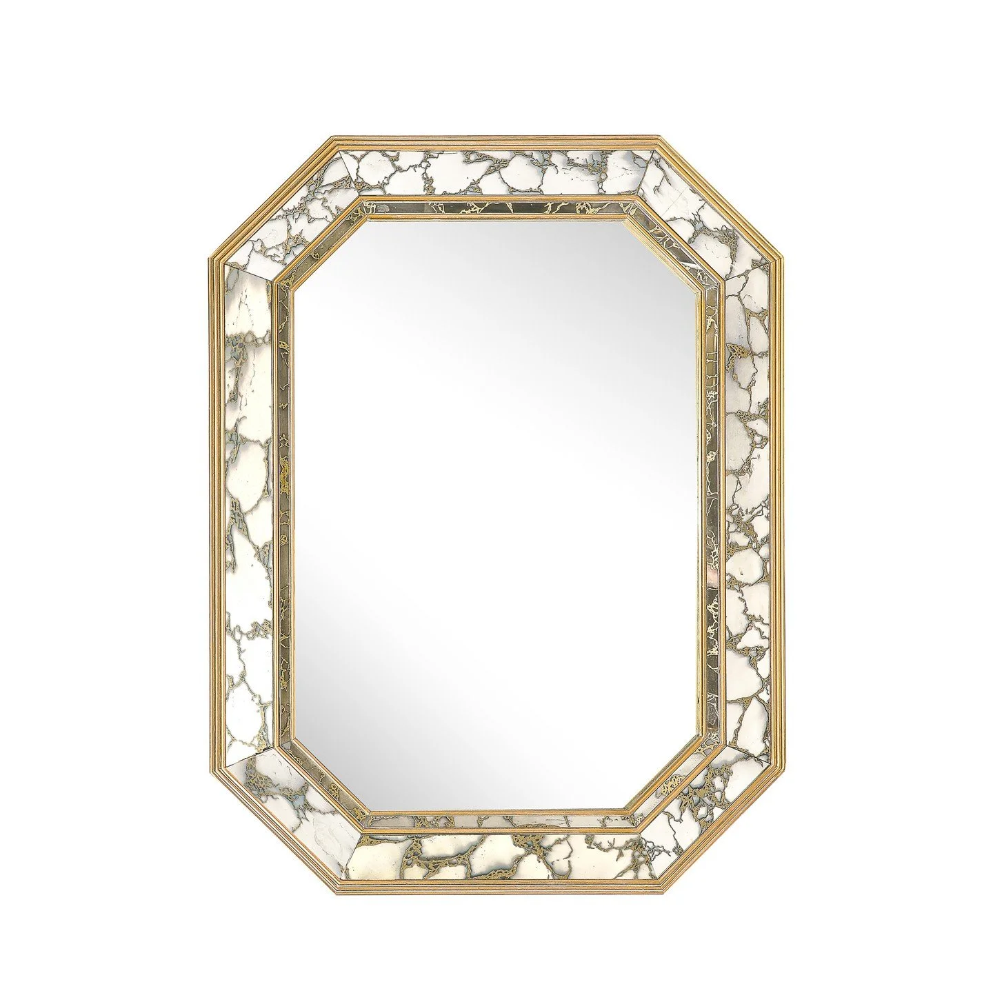 Mid-Century Elongated Octagonal Smoked Antiqued Gold Vein Mirror w/ Gilt-Wood

American, Circa 1950

Dimensions:

Height: 48 in (121.92 cm) x Width: 36 in (91.44 cm) x Depth: 1.25 in (3.18 cm
.
.
.
.
.
#vintagemirror
#wallmirror
#interiordecoration
#