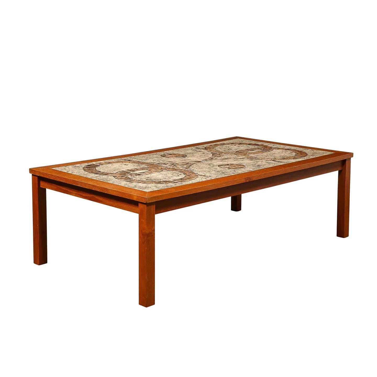 Mid-Century Modernist Teak &amp; Ceramic Tile Topped Cocktail Table by Gangso Mobler

Denmark, Circa 1960

Dimensions:

Height: 16.5 in (41.91 cm) x Width: 53 in (134.62 cm) x Depth: 29 in (73.66 cm)
.
.
.
.
.
#midcenturytable
#cocktailtable
#interio