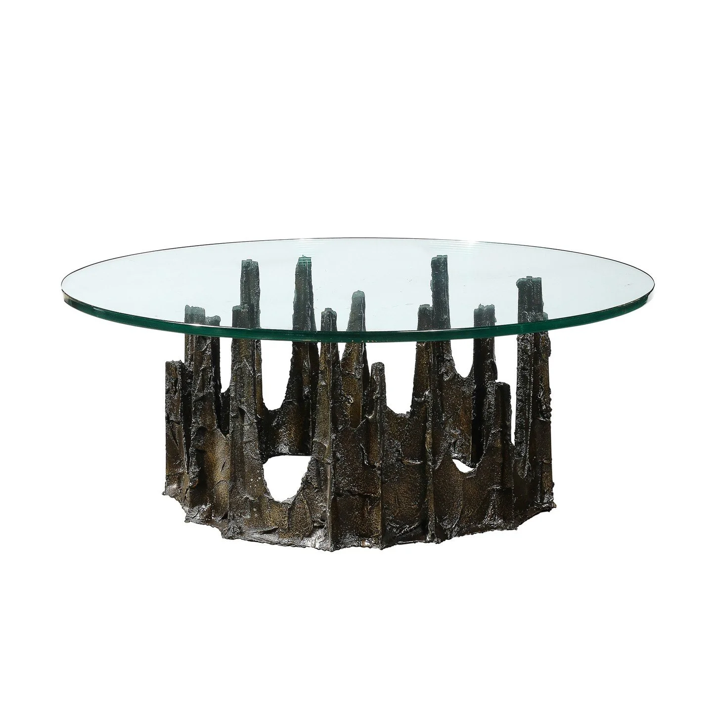 Mid-Century Round Stalagmite Form Cocktail Table in Bronze Signed Paul Evans

American, C. 1970

Dimensions:

Height: 16 in (40.64 cm) x Diameter: 42 in (106.68 cm) - Diameter of Base: 28"

Creator: Paul Evans (Maker)
.
.
.
.
.
#paulevans
#vinta