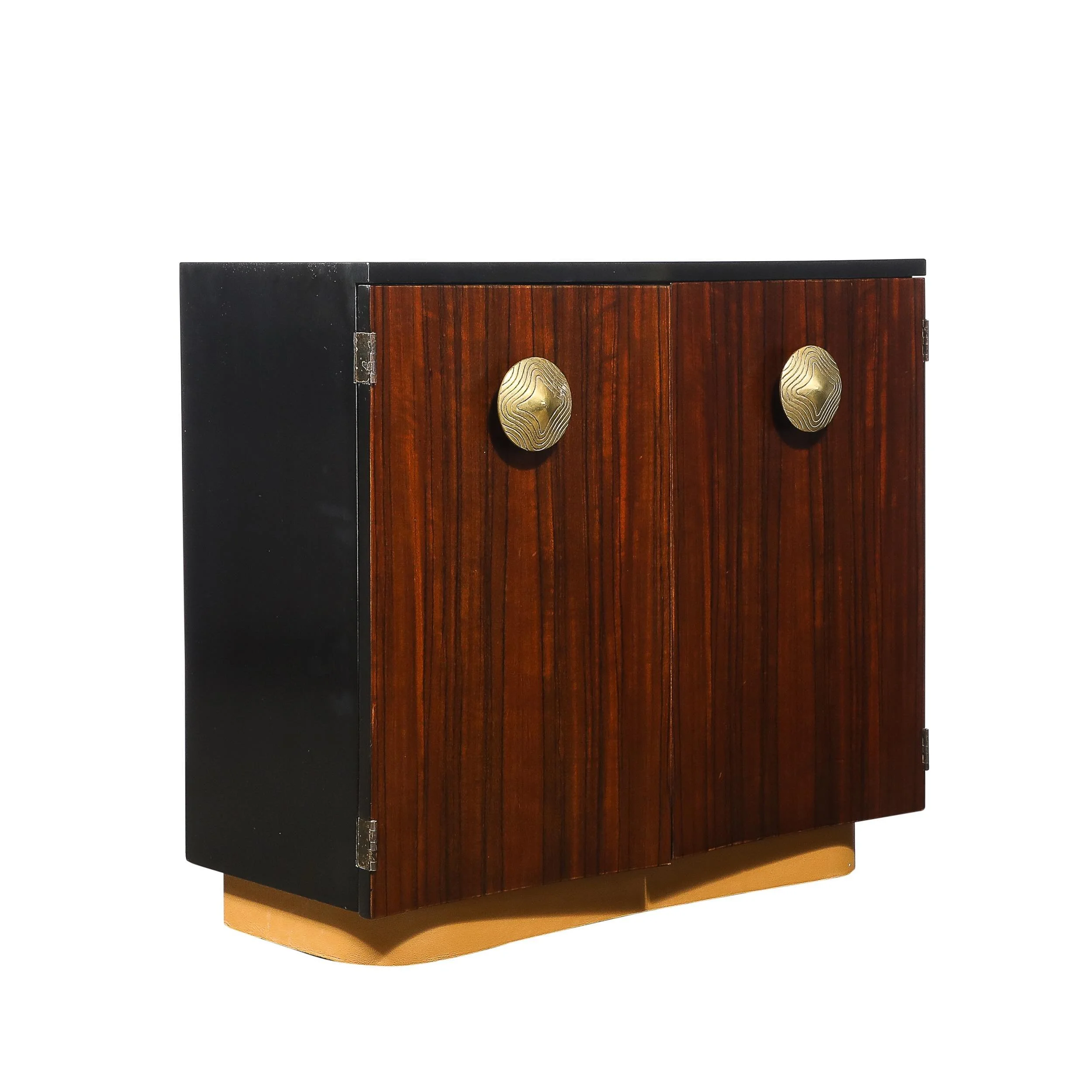 Art Deco Brass Pulls &amp; Leather Wrapped Base Paldao Wood Cabinet by Gilbert Rohde

American, Circa 1940

Dimensions: 

Height: 29 in (73.66 cm) x Width: 33 in (83.82 cm) x Depth: 15 in (38.1 cm)

Creator: Gilbert Rohde (Maker)
.
.
.
.
#gilbertrohd