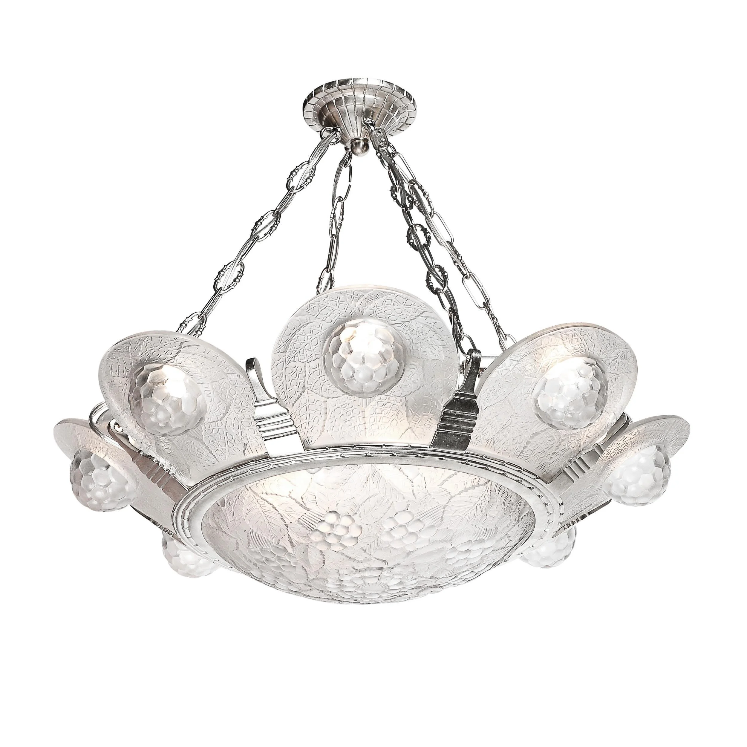 Art Deco Frosted Glass Chandelier with Stylized Cubist Floral Motif

France, Circa 1935

Dimensions: 

Overall Height: 21 in (53.34 cm) x Diameter: 23 in (58.42 cm)
.
.
.
#artdeco #artdecolighting #vintagechandelier #interiordesigners