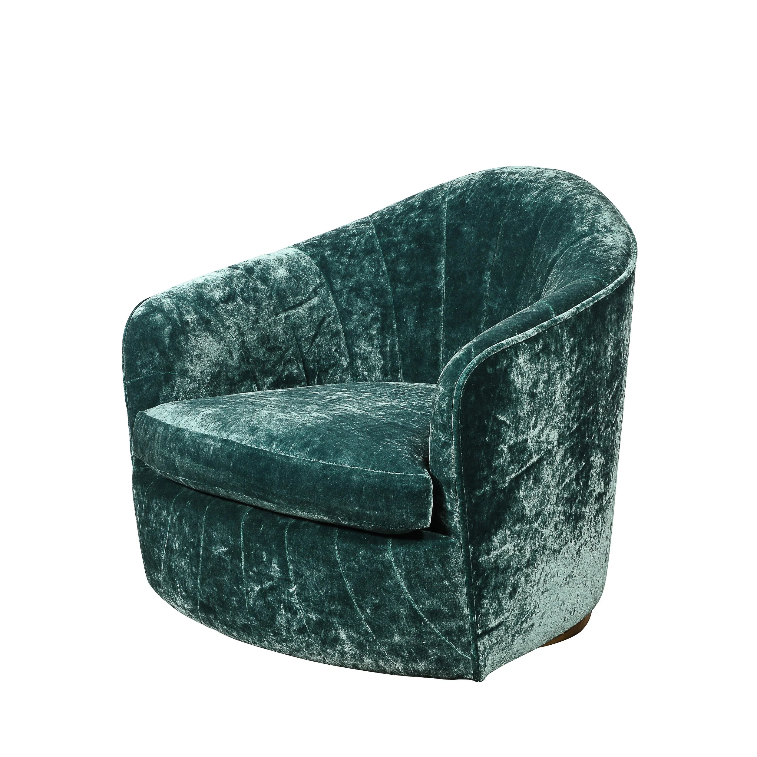 Mid-Century Milo Baughman Swivel Tilt Club Chair W/ Brass Base in Smoked Emerald — image 1