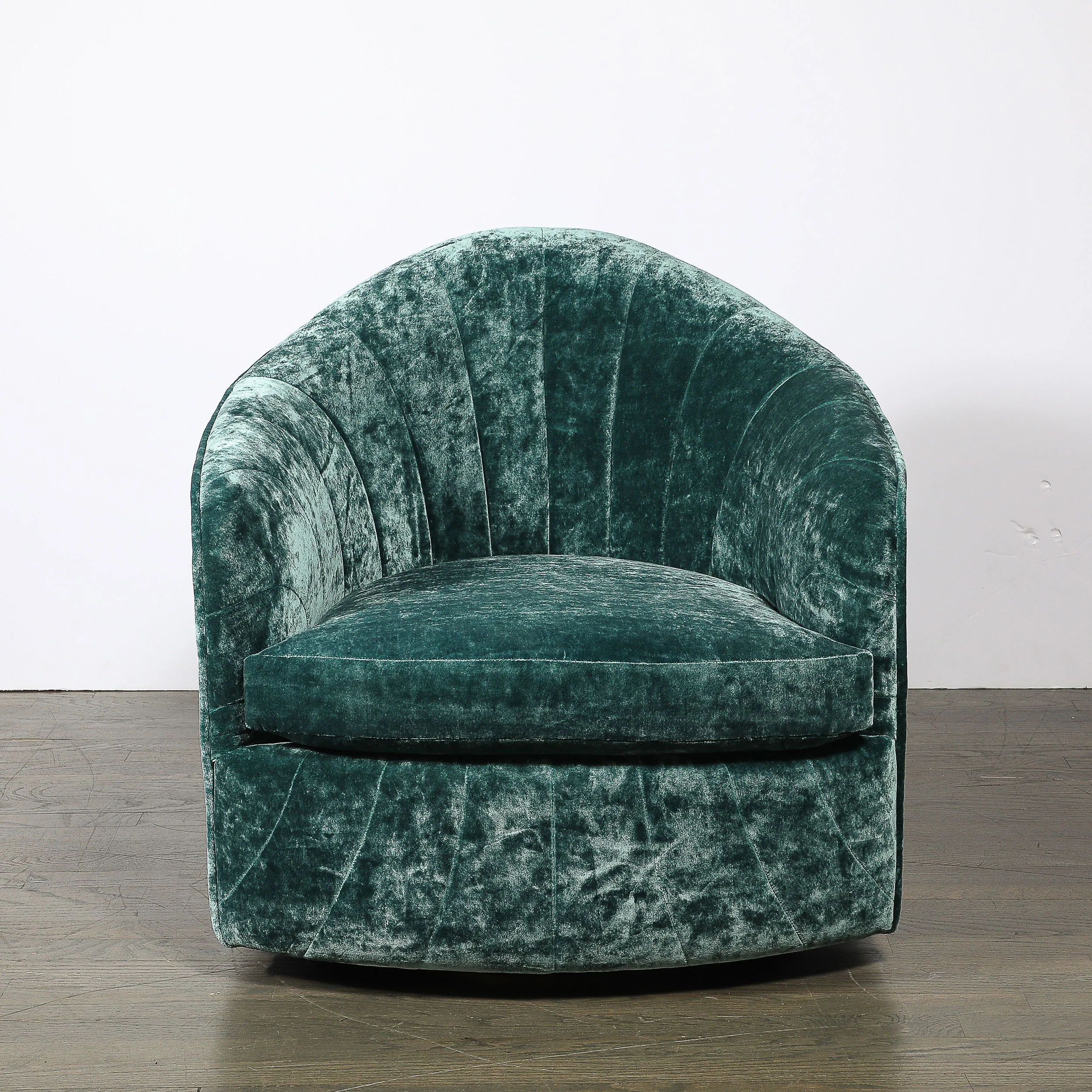 Mid-Century Milo Baughman Swivel Tilt Club Chair W/ Brass Base in Smoked Emerald — image 2