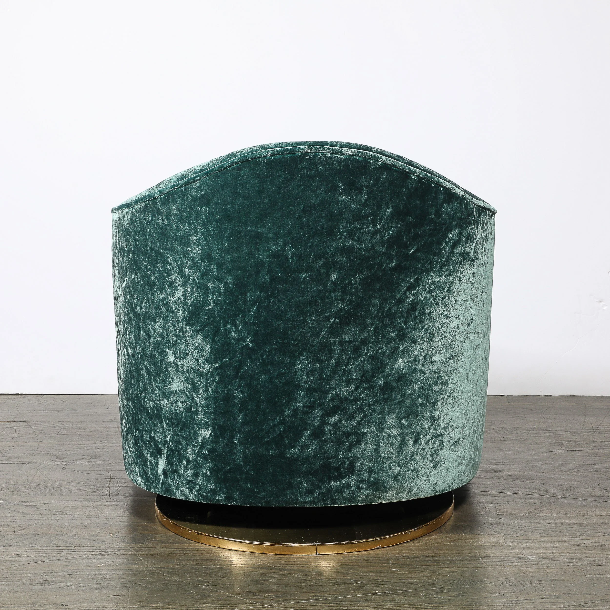 Mid-Century Milo Baughman Swivel Tilt Club Chair W/ Brass Base in Smoked Emerald — image 4
