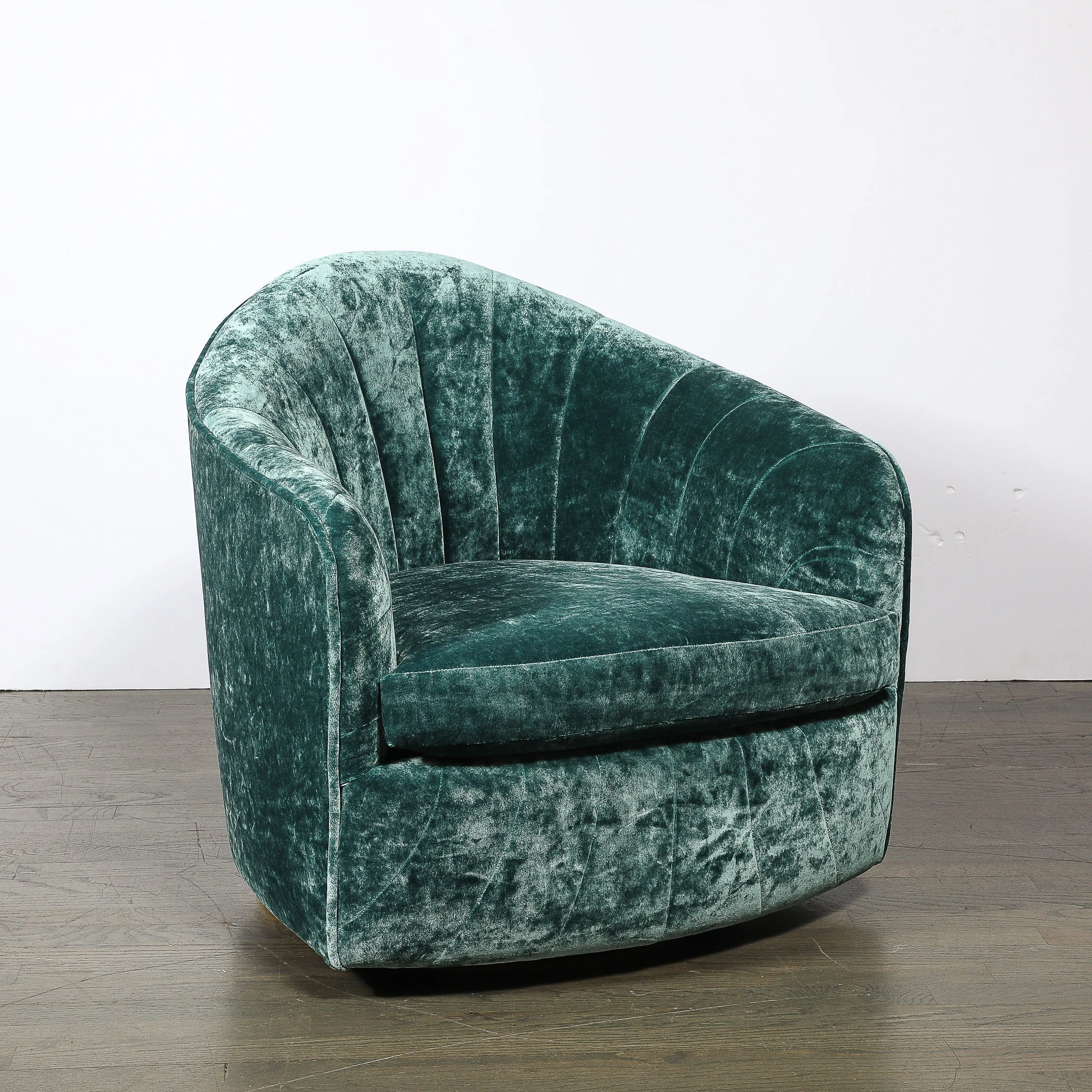 Mid-Century Milo Baughman Swivel Tilt Club Chair W/ Brass Base in Smoked Emerald — image 7