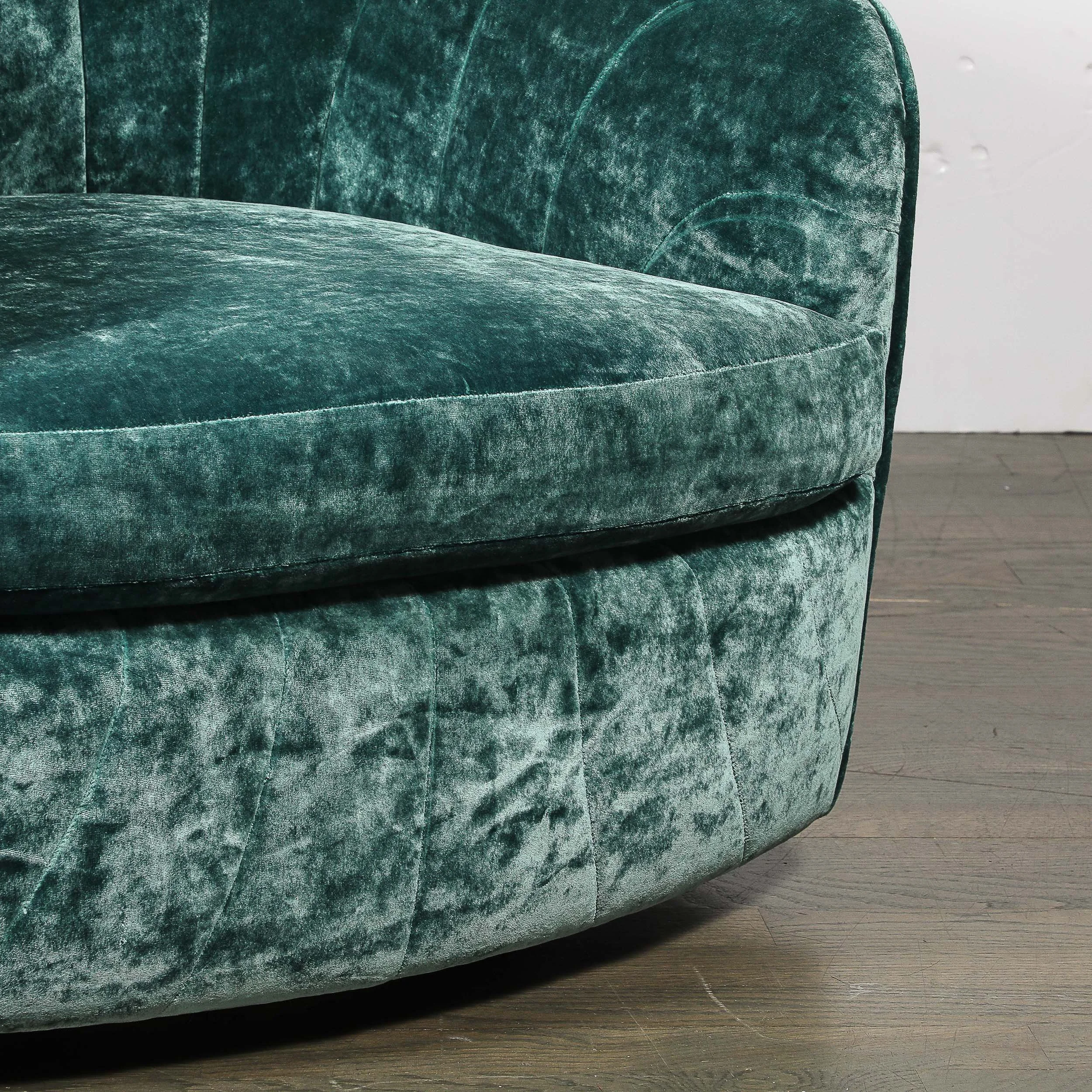 Mid-Century Milo Baughman Swivel Tilt Club Chair W/ Brass Base in Smoked Emerald — image 8