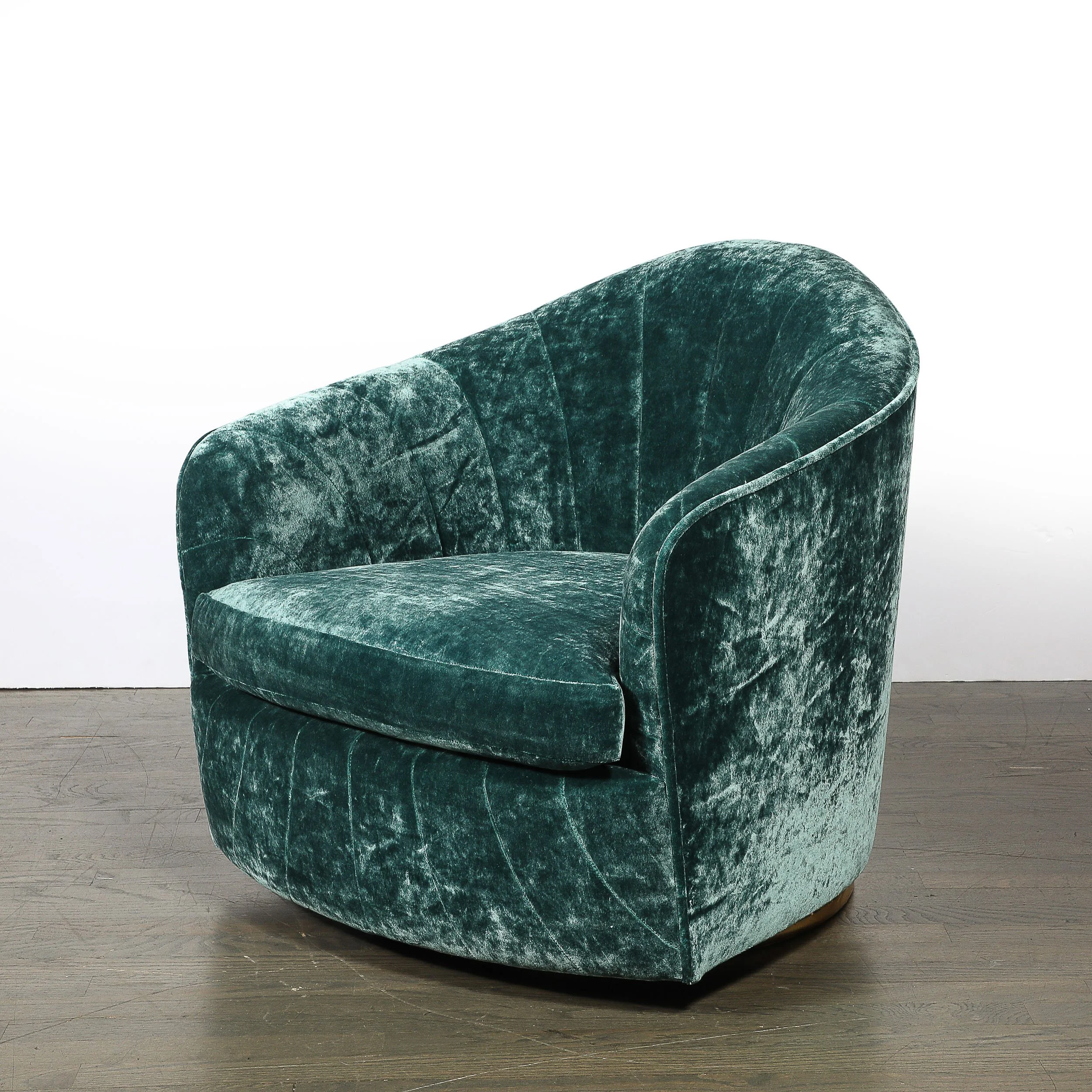 Mid-Century Milo Baughman Swivel Tilt Club Chair W/ Brass Base in Smoked Emerald — image 9