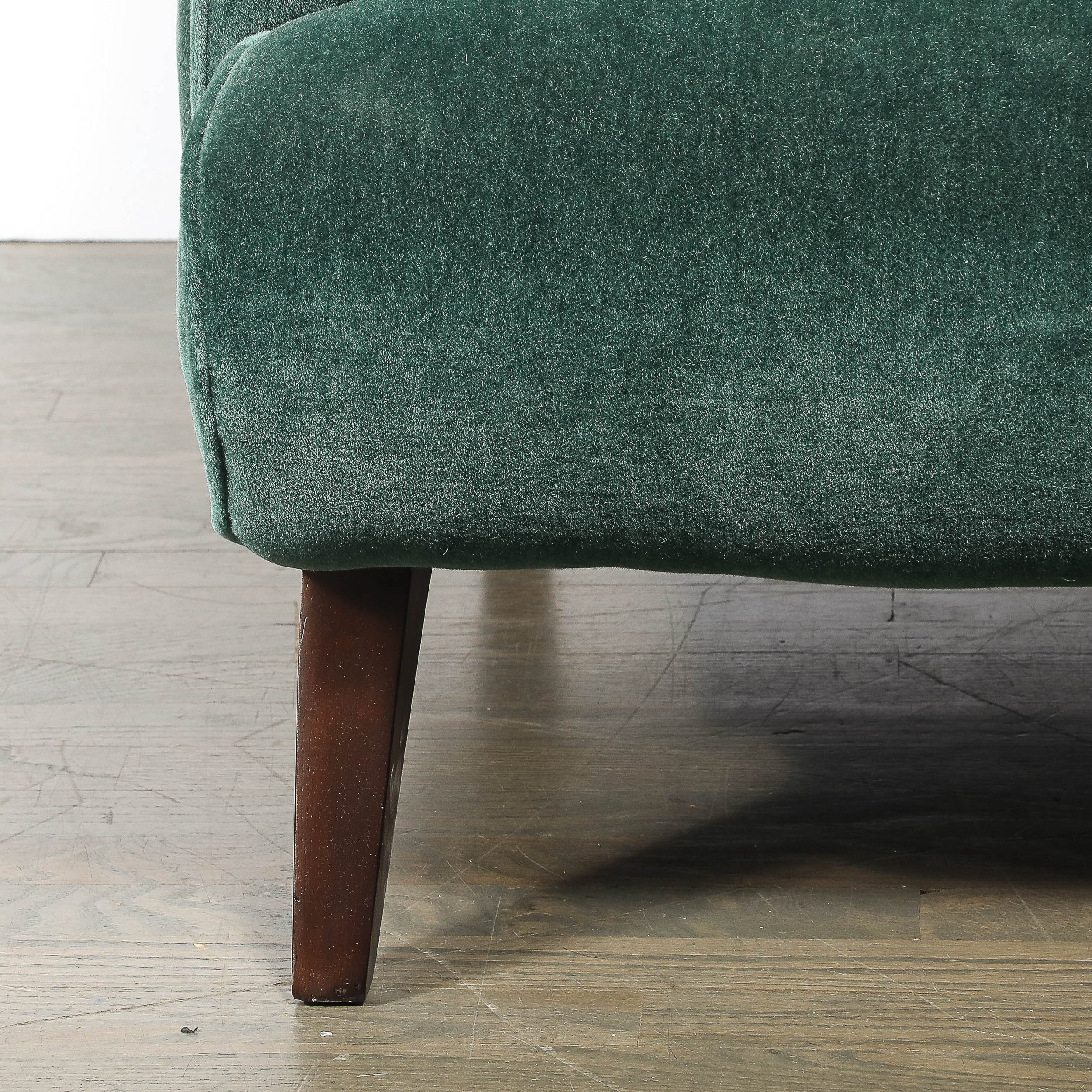Pair of Mid-Century Curvilinear Green Mohair Lounge Chairs w/ Ebonized Supports — image 3