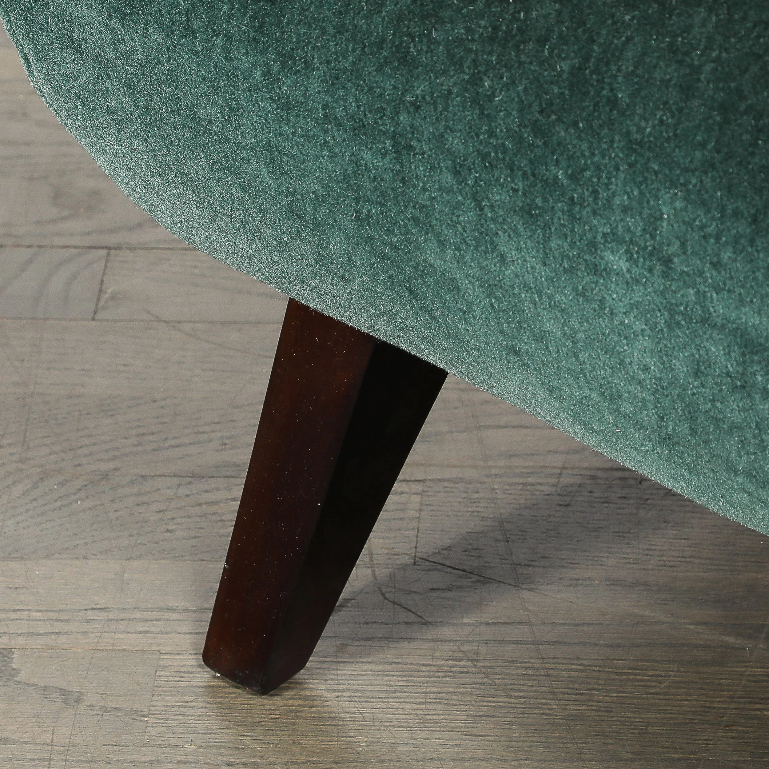 Pair of Mid-Century Curvilinear Green Mohair Lounge Chairs w/ Ebonized Supports — image 5