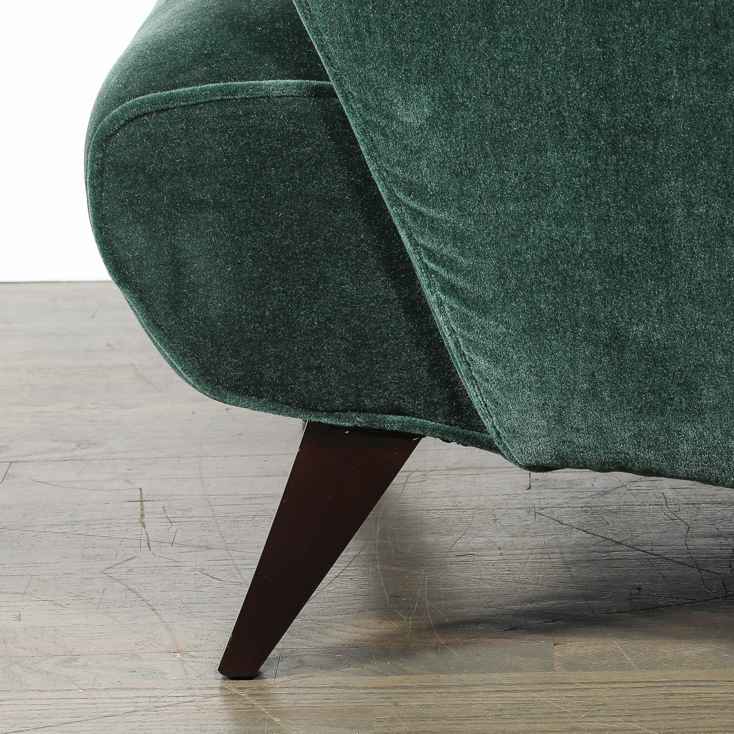Pair of Mid-Century Curvilinear Green Mohair Lounge Chairs w/ Ebonized Supports — image 7