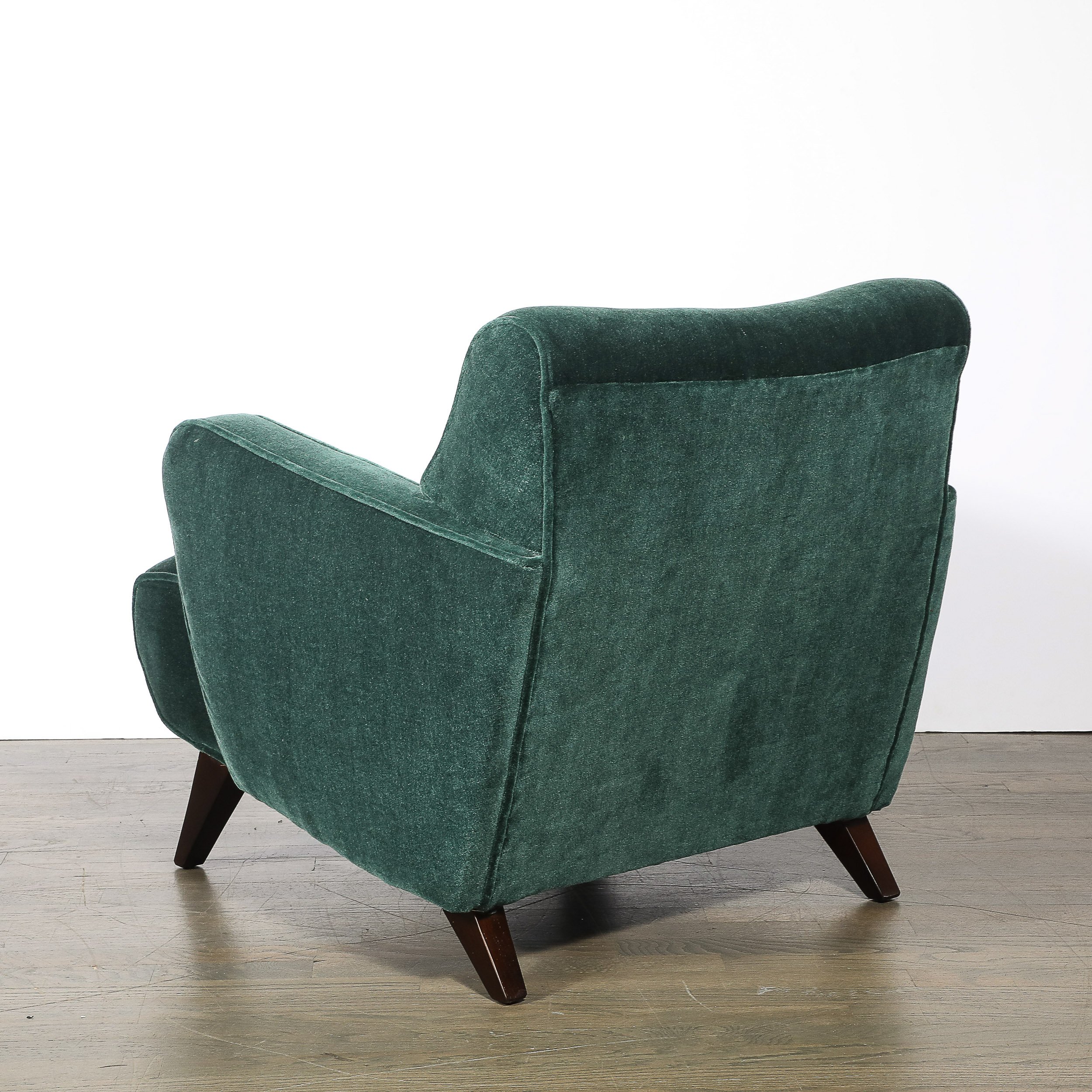 Pair of Mid-Century Curvilinear Green Mohair Lounge Chairs w/ Ebonized Supports — image 8