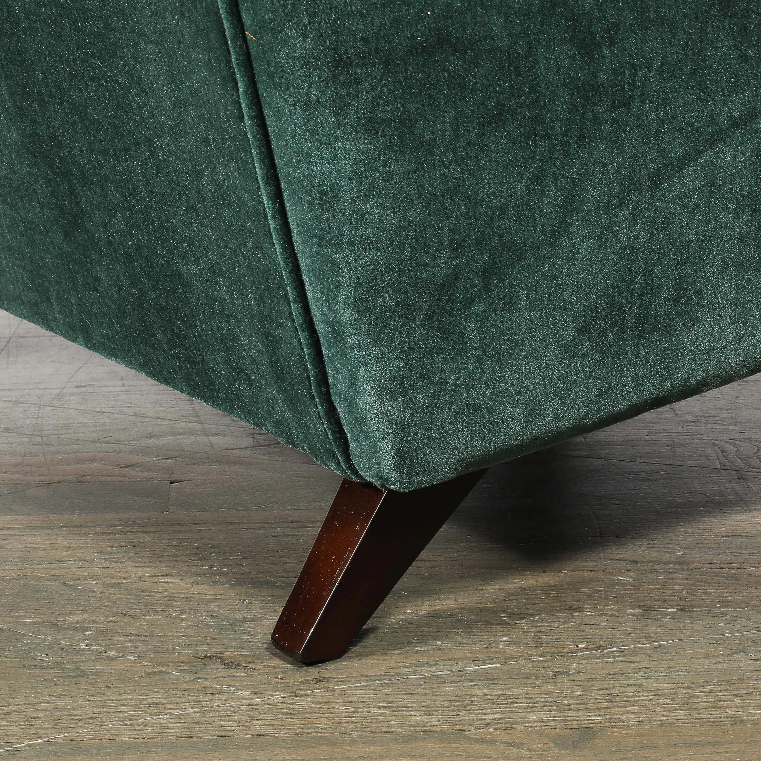 Pair of Mid-Century Curvilinear Green Mohair Lounge Chairs w/ Ebonized Supports — image 10