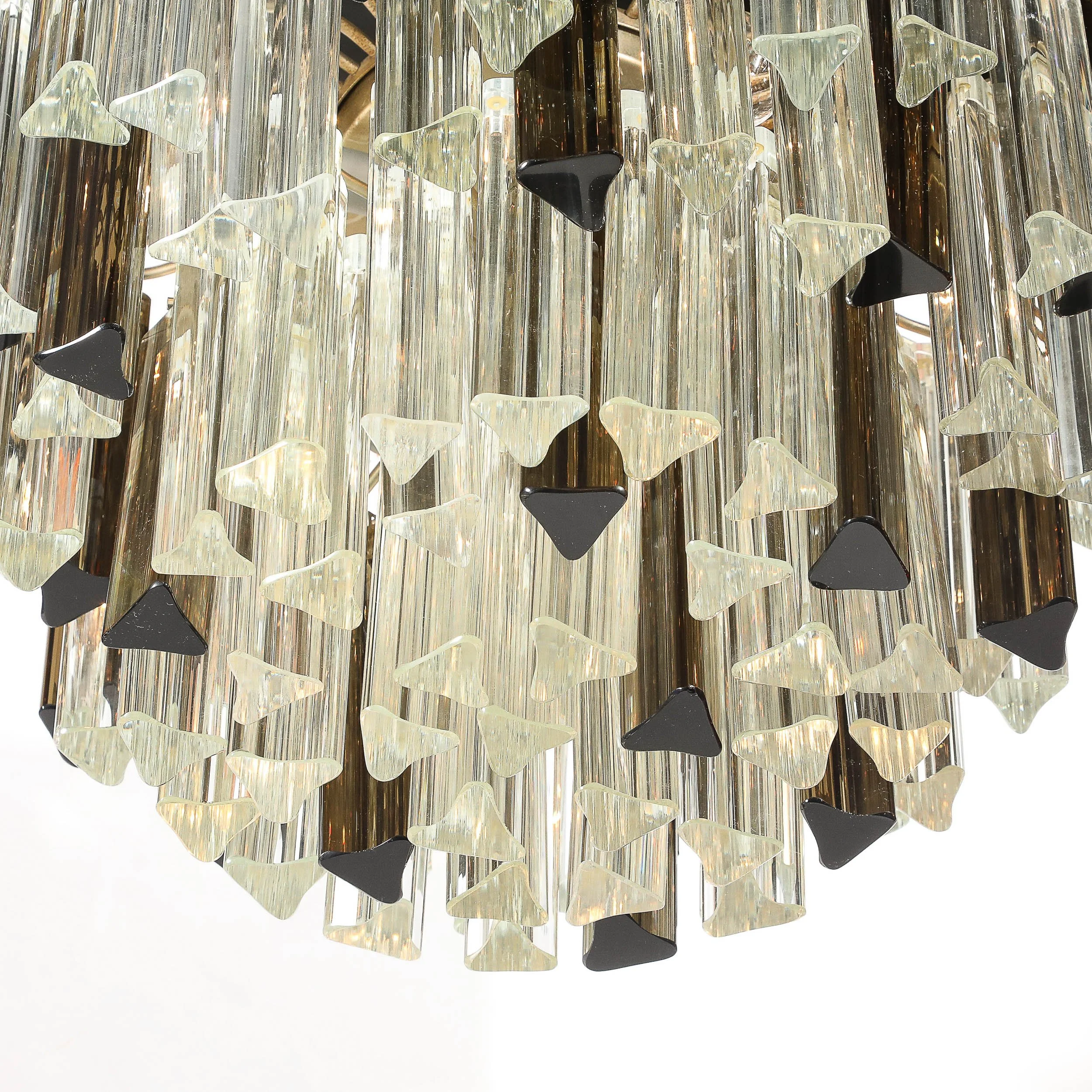 Mid-Century Modernist Hand-Blown Murano Mixed Glass Camer Triedre Chandelier — image 4