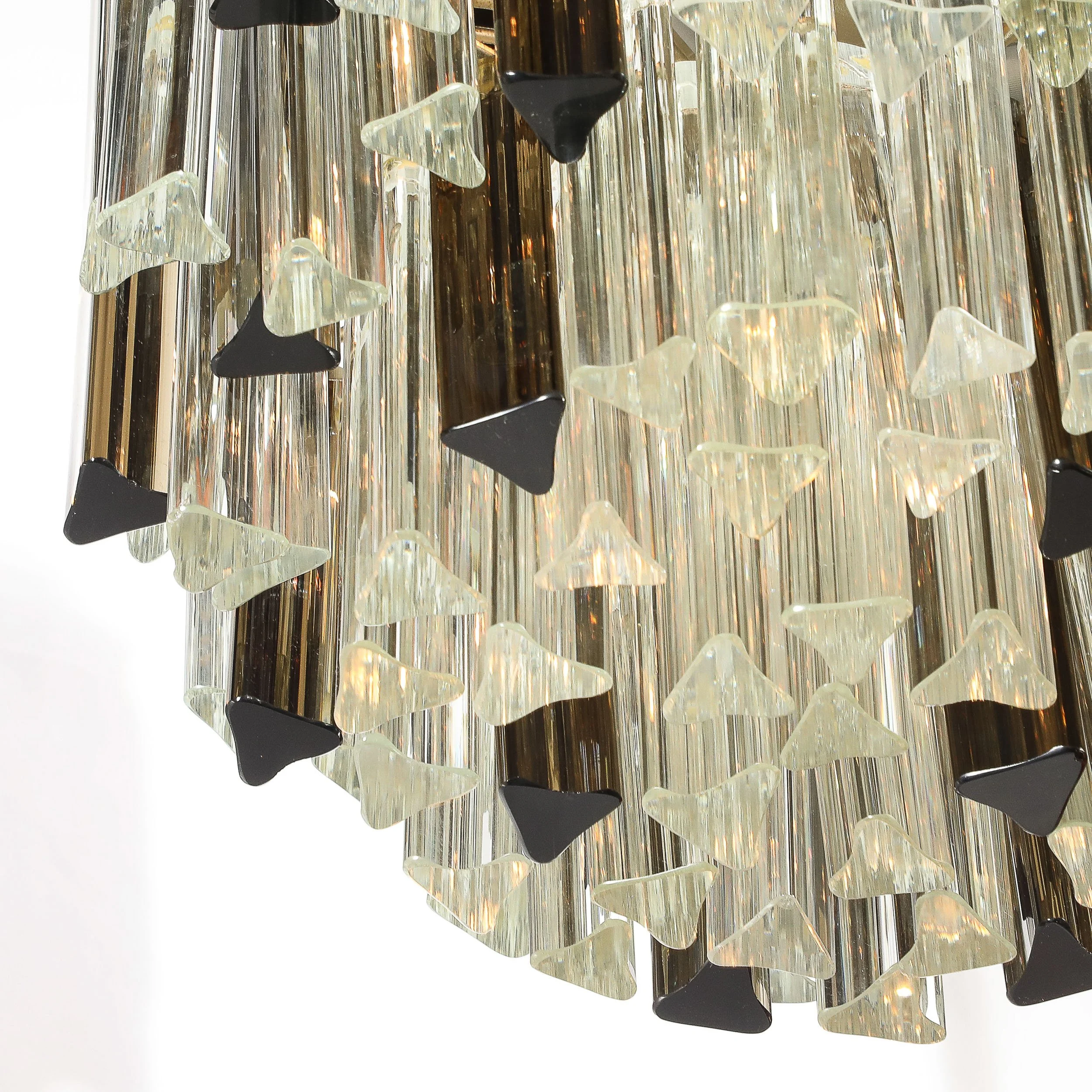 Mid-Century Modernist Hand-Blown Murano Mixed Glass Camer Triedre Chandelier — image 5