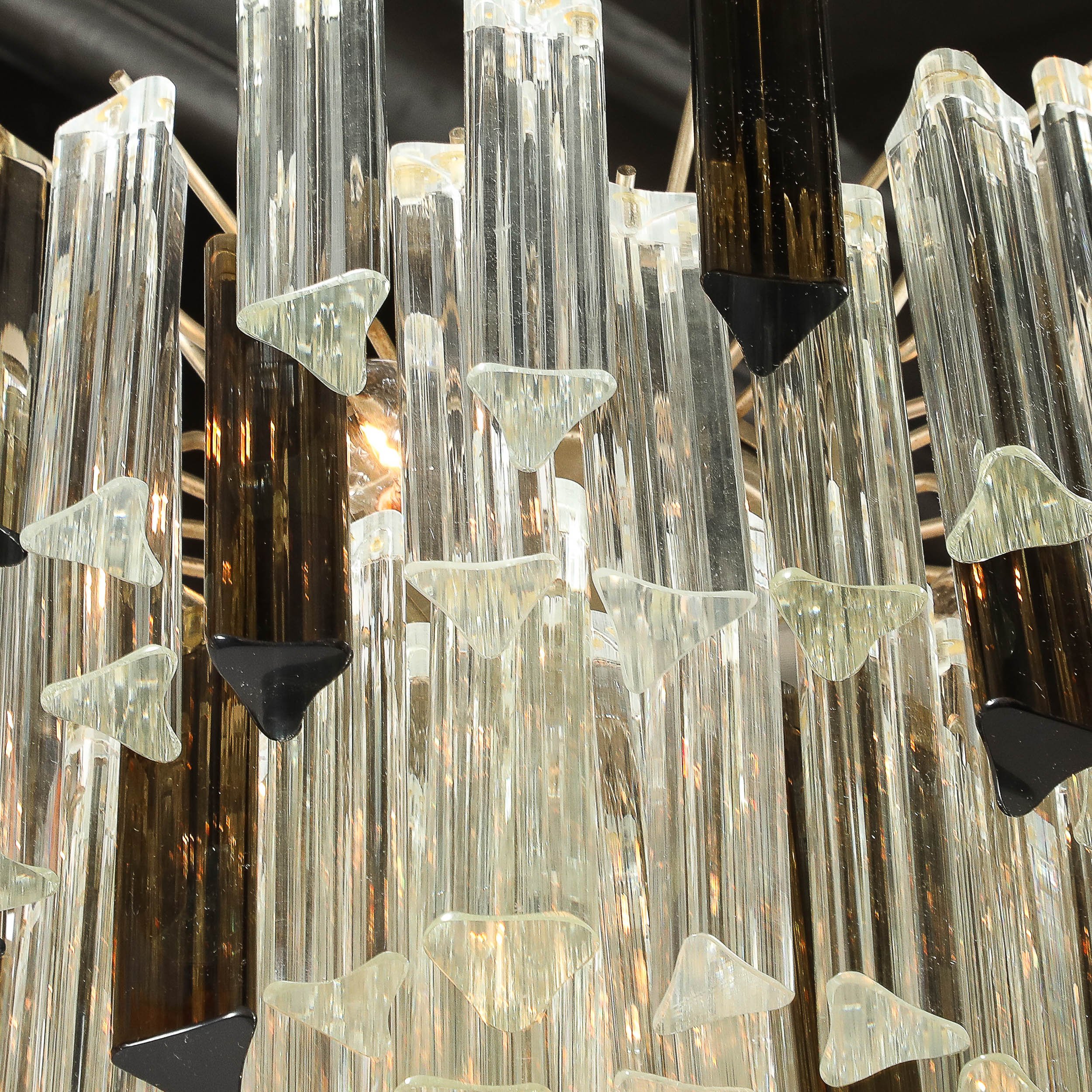 Mid-Century Modernist Hand-Blown Murano Mixed Glass Camer Triedre Chandelier — image 6
