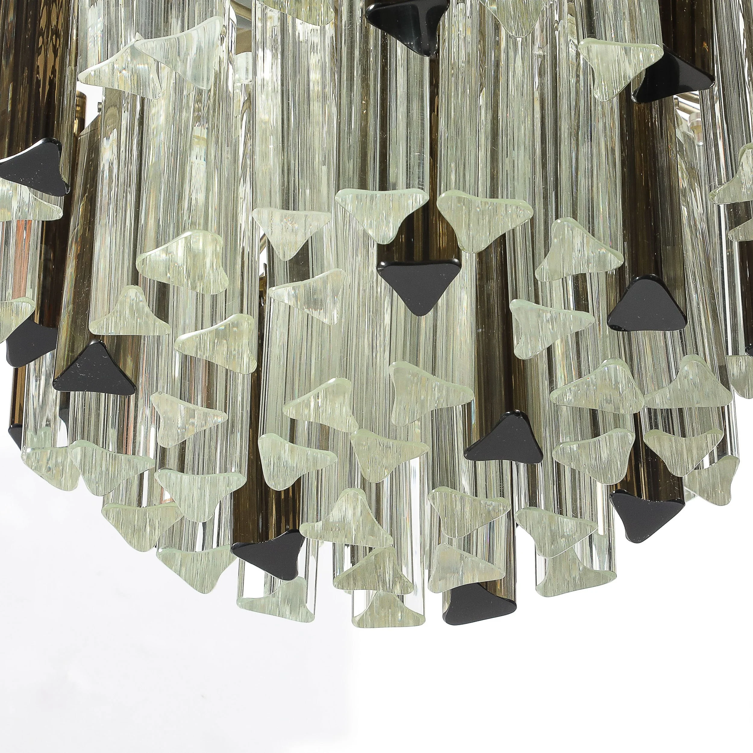 Mid-Century Modernist Hand-Blown Murano Mixed Glass Camer Triedre Chandelier — image 7