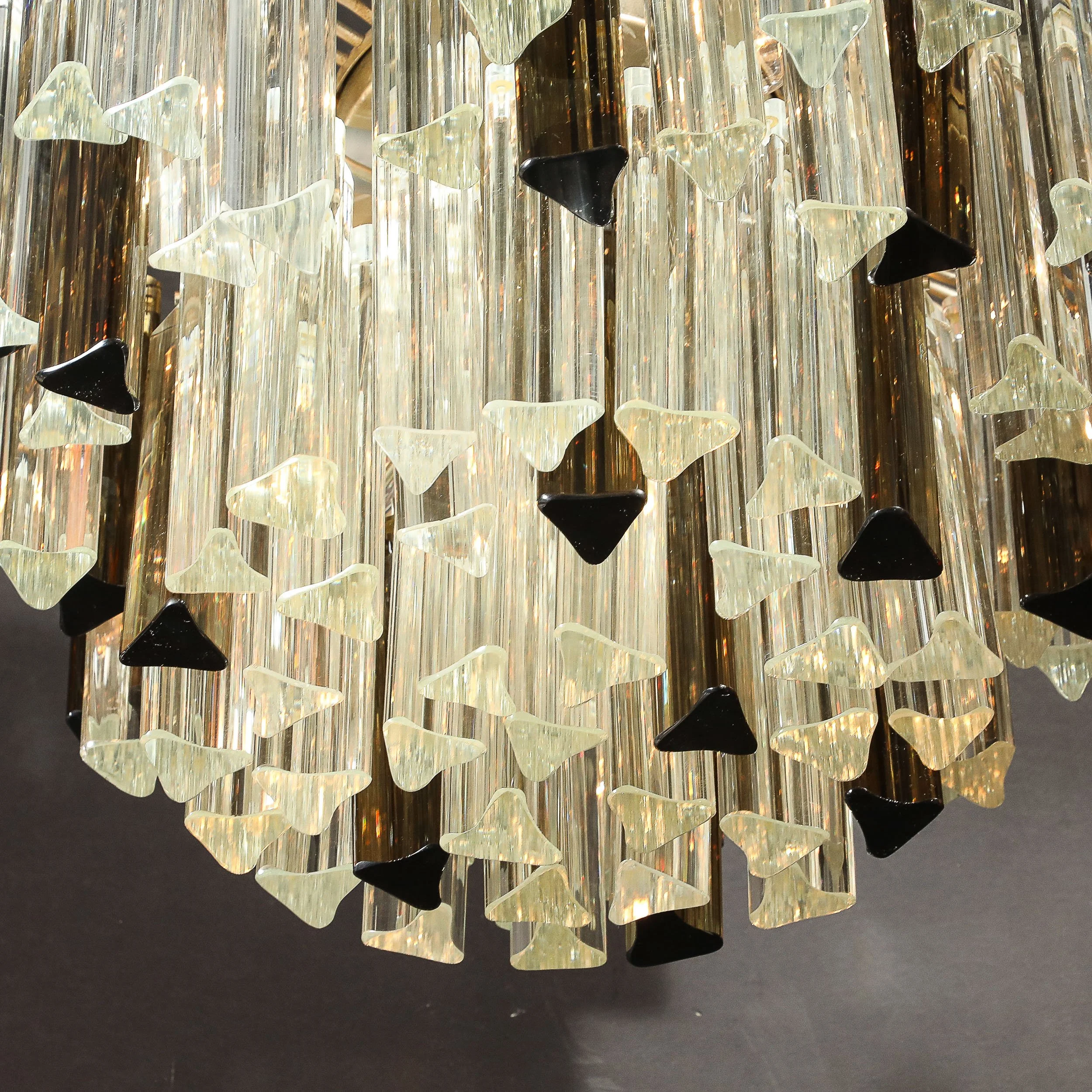 Mid-Century Modernist Hand-Blown Murano Mixed Glass Camer Triedre Chandelier — image 10