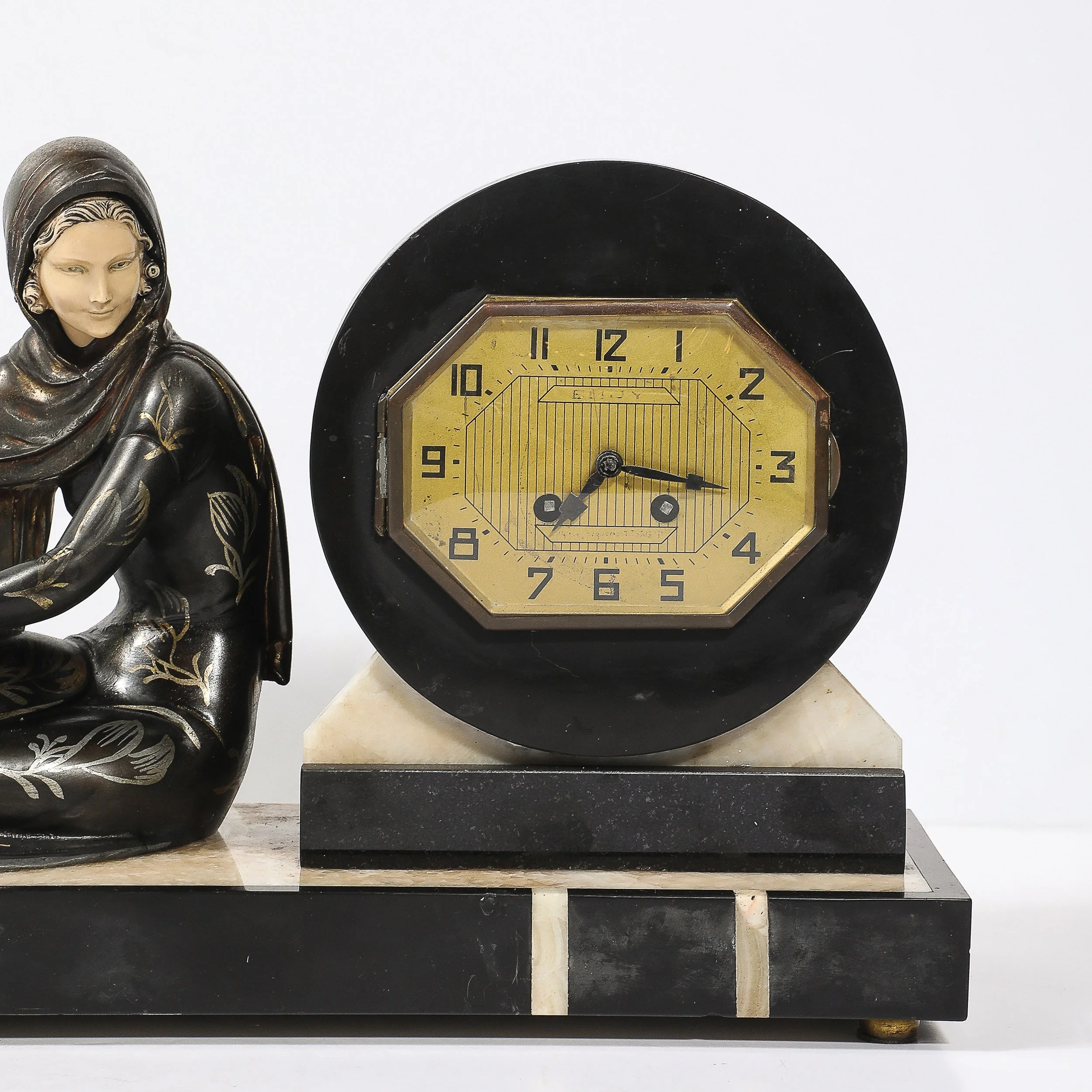 Art Deco Emoy Mantelpiece Clock with Seated Flapper in the Manner of Chiparus — image 3