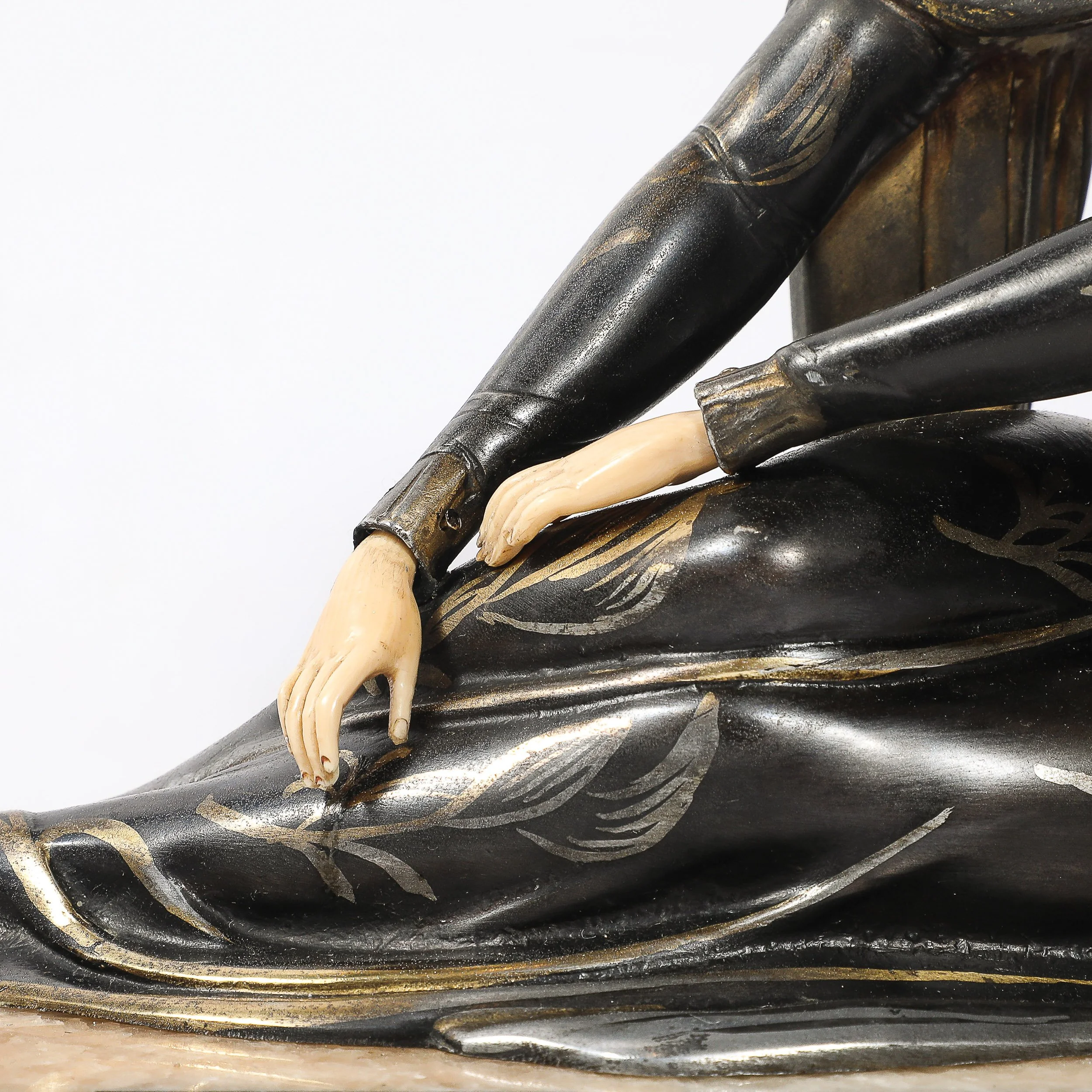 Art Deco Emoy Mantelpiece Clock with Seated Flapper in the Manner of Chiparus — image 4