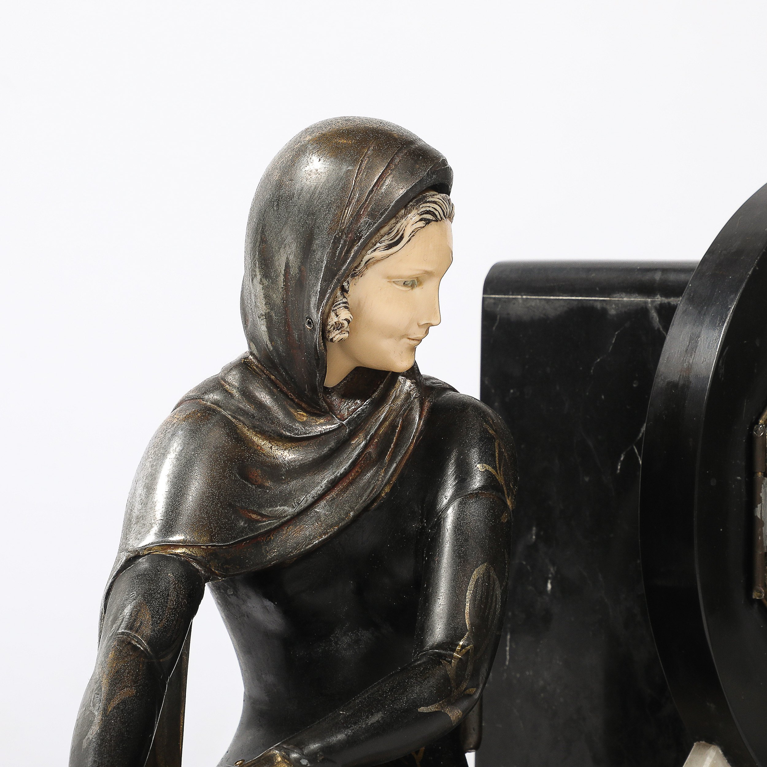 Art Deco Emoy Mantelpiece Clock with Seated Flapper in the Manner of Chiparus — image 9