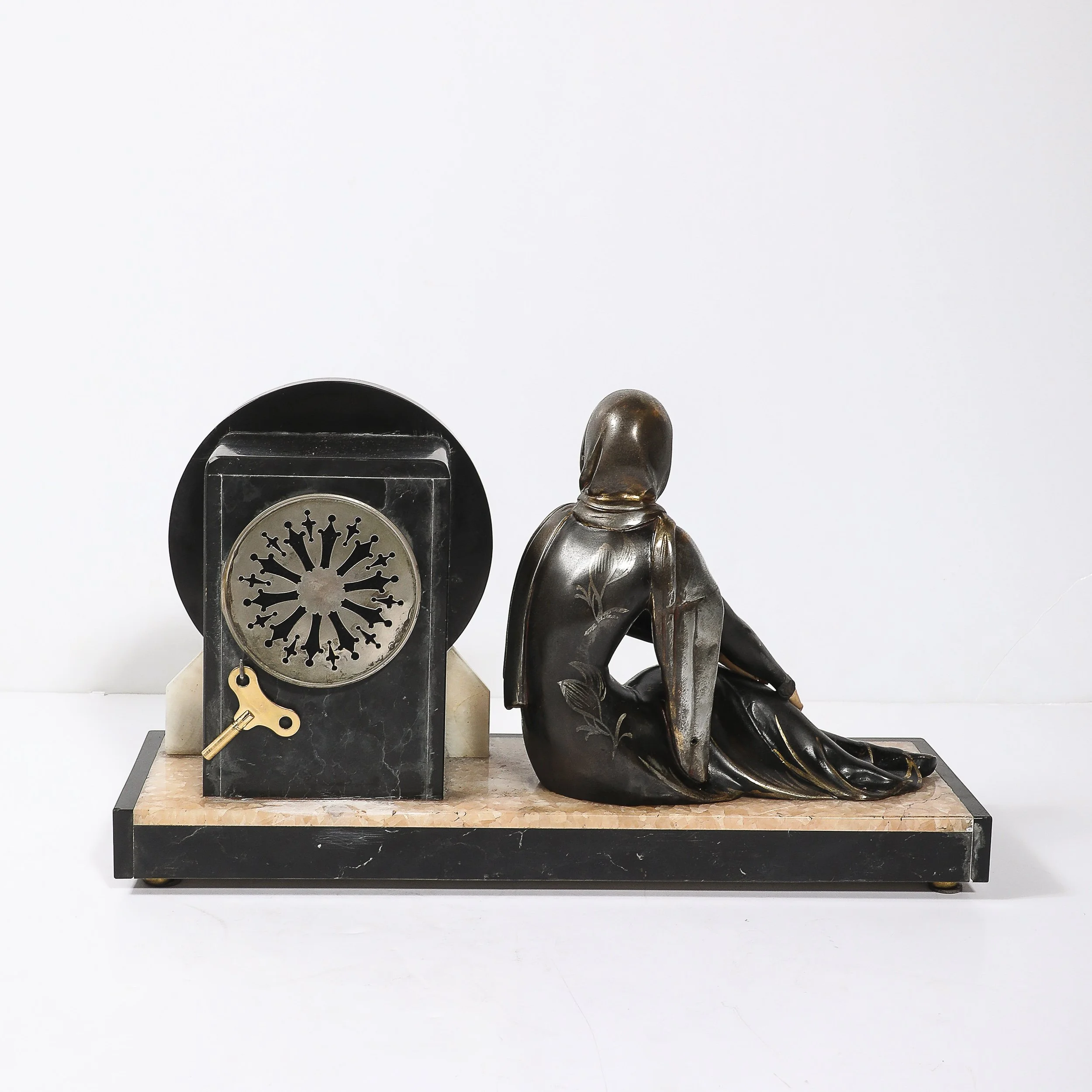 Art Deco Emoy Mantelpiece Clock with Seated Flapper in the Manner of Chiparus — image 11