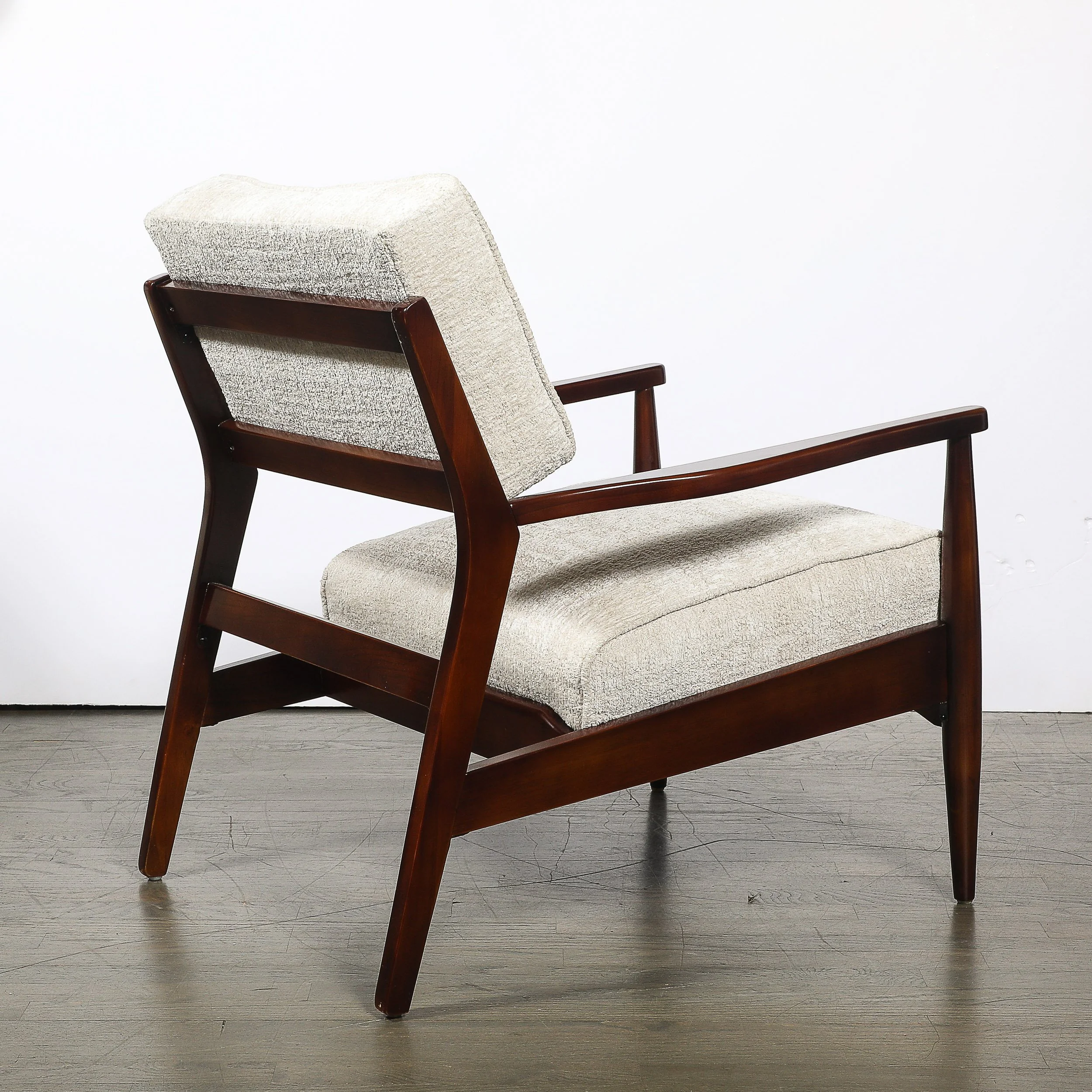 Pair of Mid-Century Modern Walnut Armchairs with Off-White Textural Upholstery — image 2