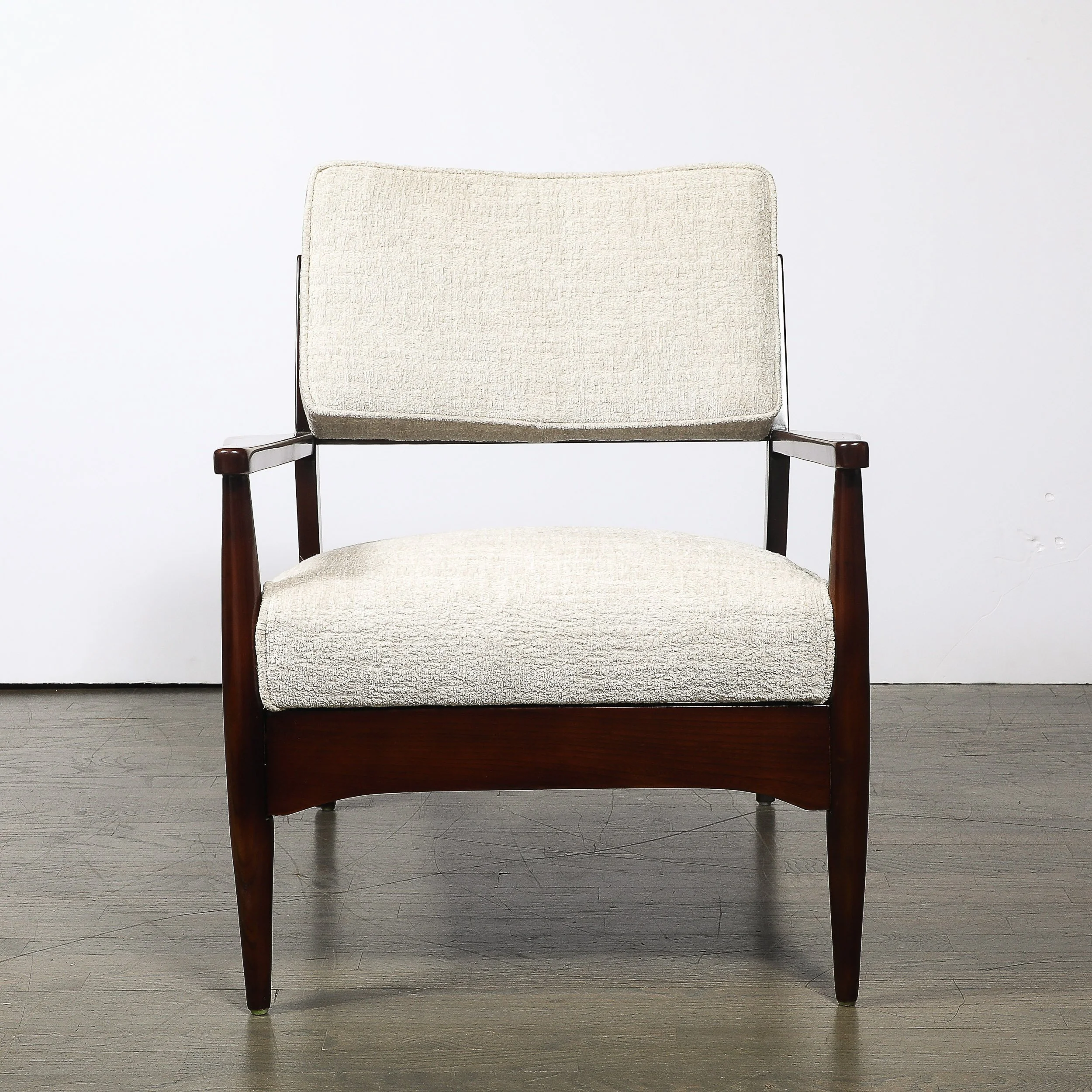 Pair of Mid-Century Modern Walnut Armchairs with Off-White Textural Upholstery — image 3