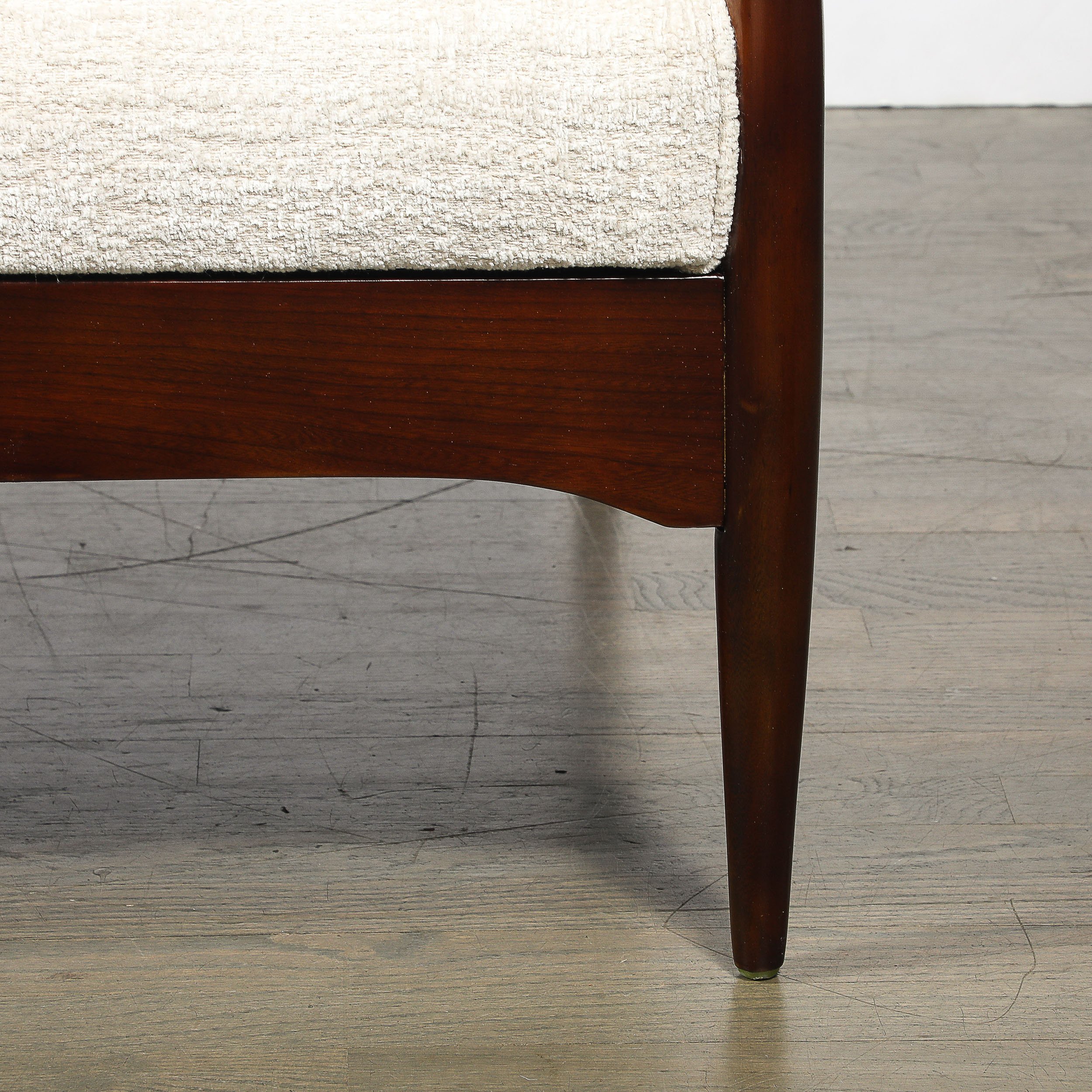 Pair of Mid-Century Modern Walnut Armchairs with Off-White Textural Upholstery — image 4