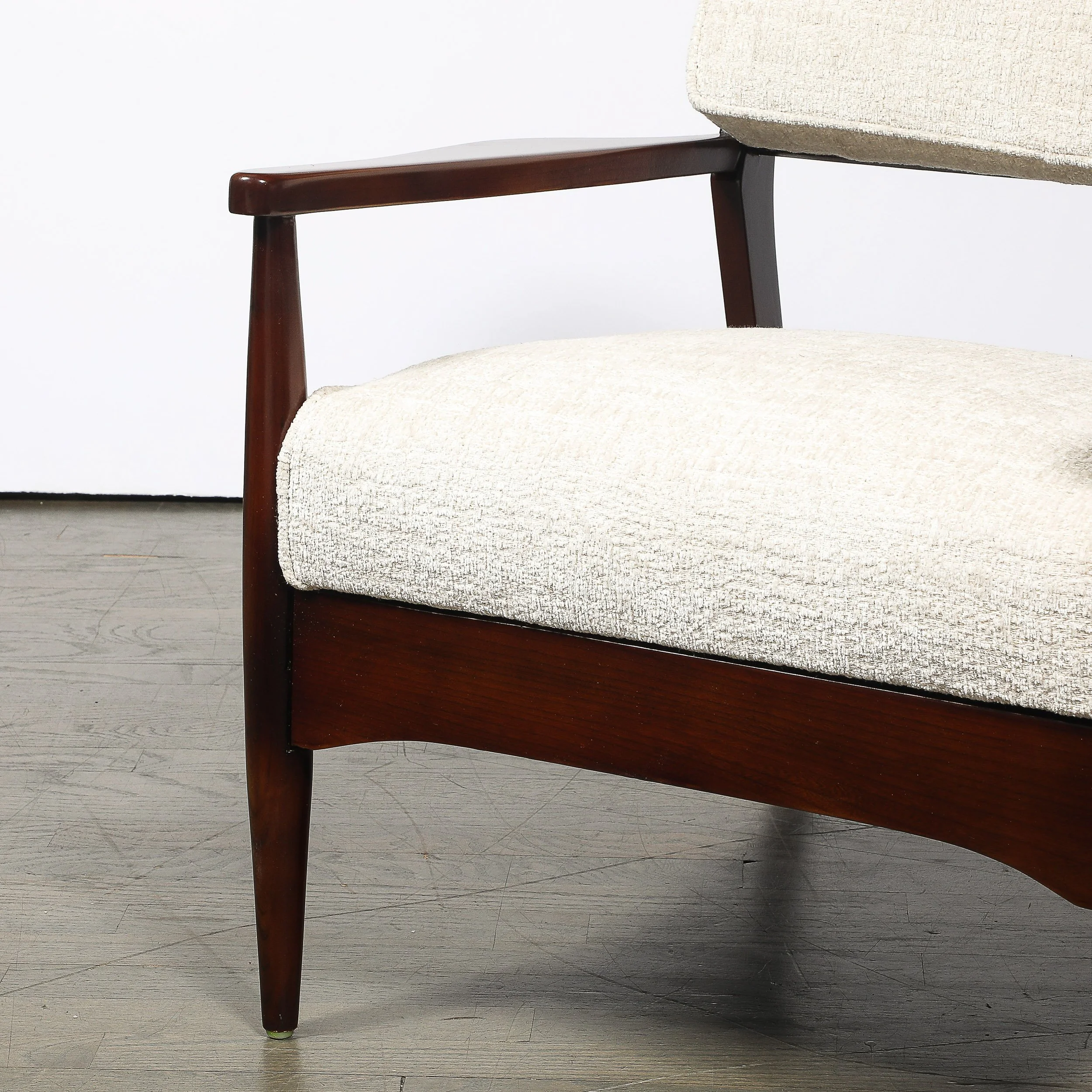Pair of Mid-Century Modern Walnut Armchairs with Off-White Textural Upholstery — image 6